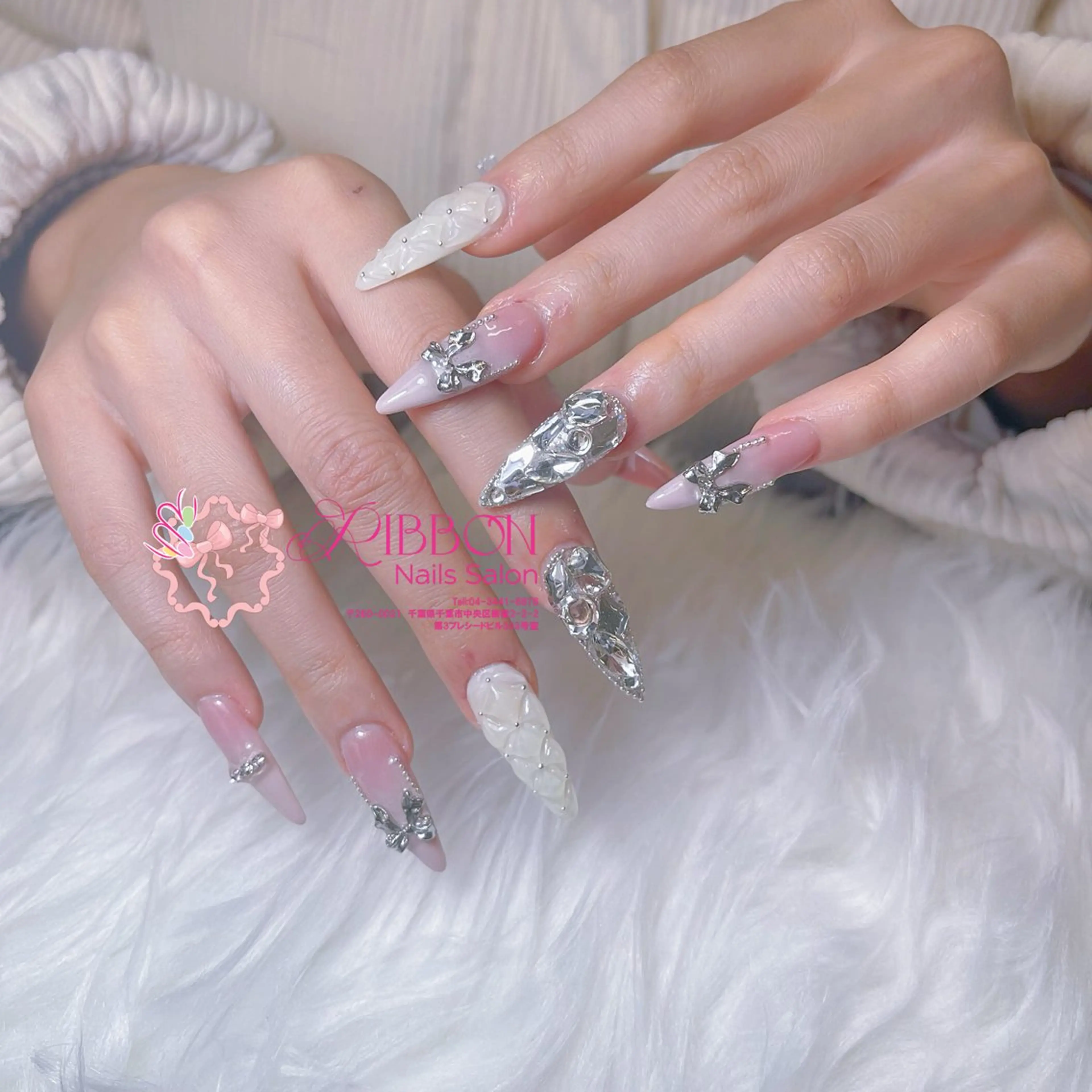 ネイル フレンチネイル ジェルネイル マグネットネイル 持ち込み ニュアンスネイル ハンドネイル Ribbonnail salonのネイルデザイン