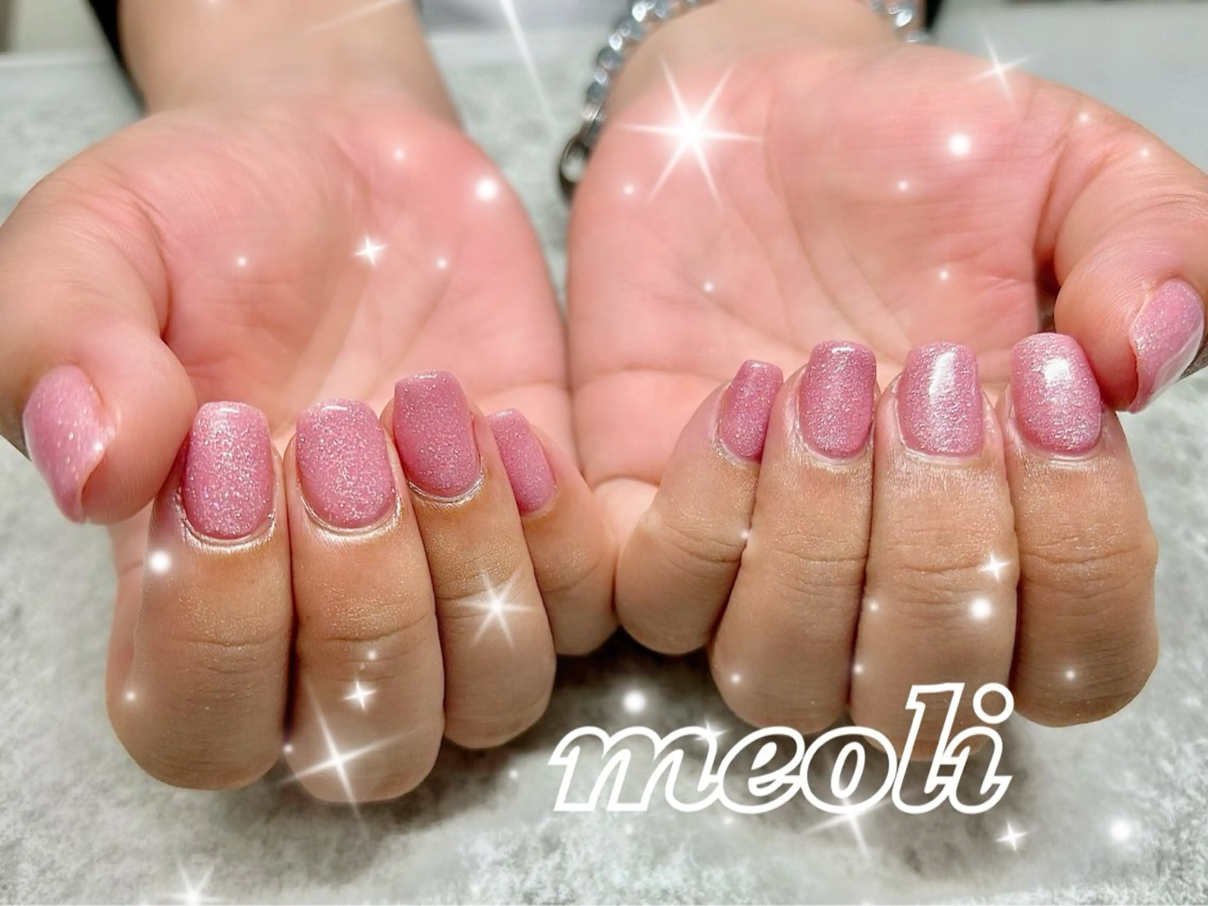 ネイル オーロラネイル ラメ(グリッター) ピンク ハンドネイル nail salon meoli　アヤのネイルデザイン