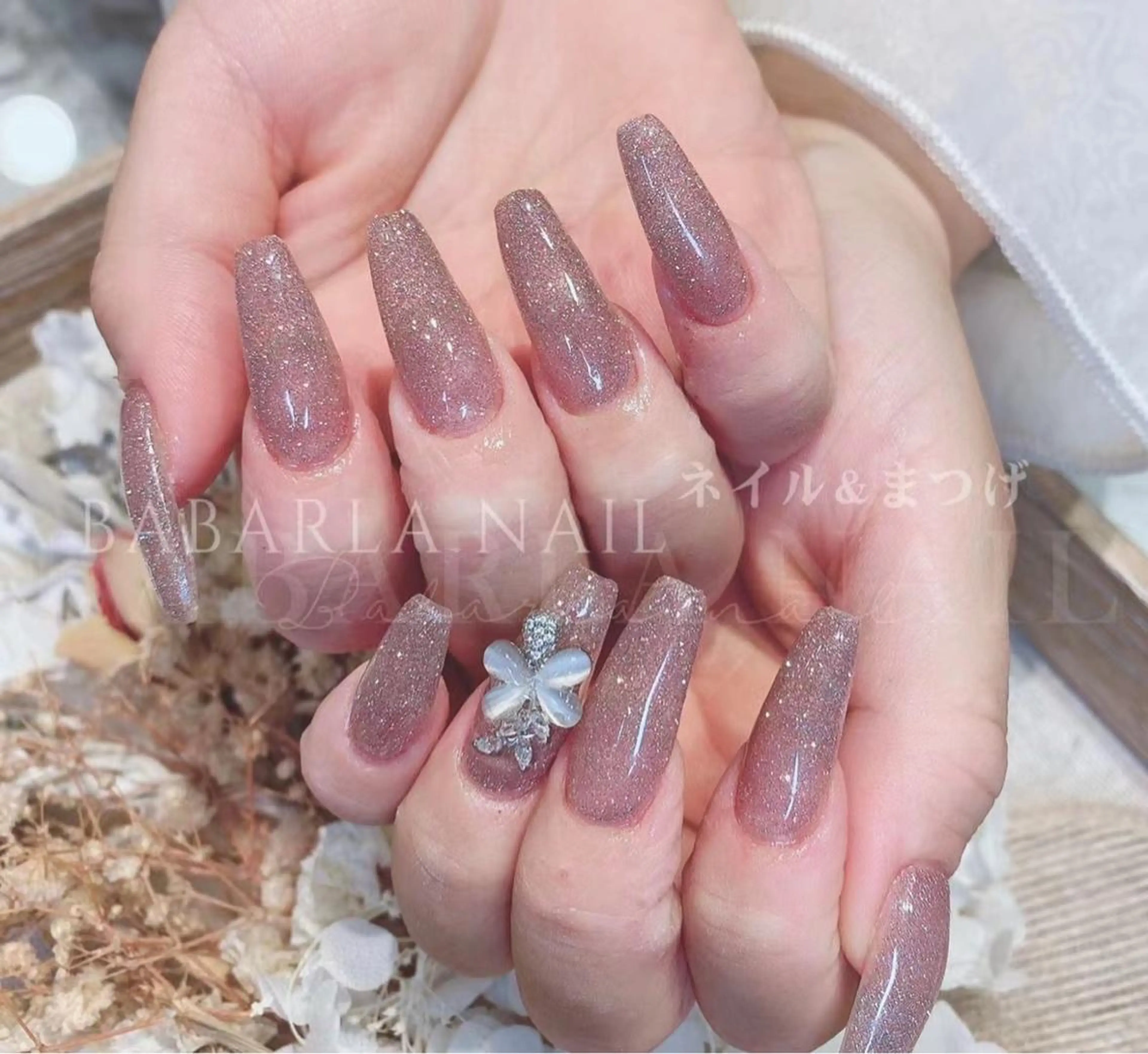 ネイル ゴージャス ラメ(グリッター) ピンク Babarla Nailのネイルデザイン