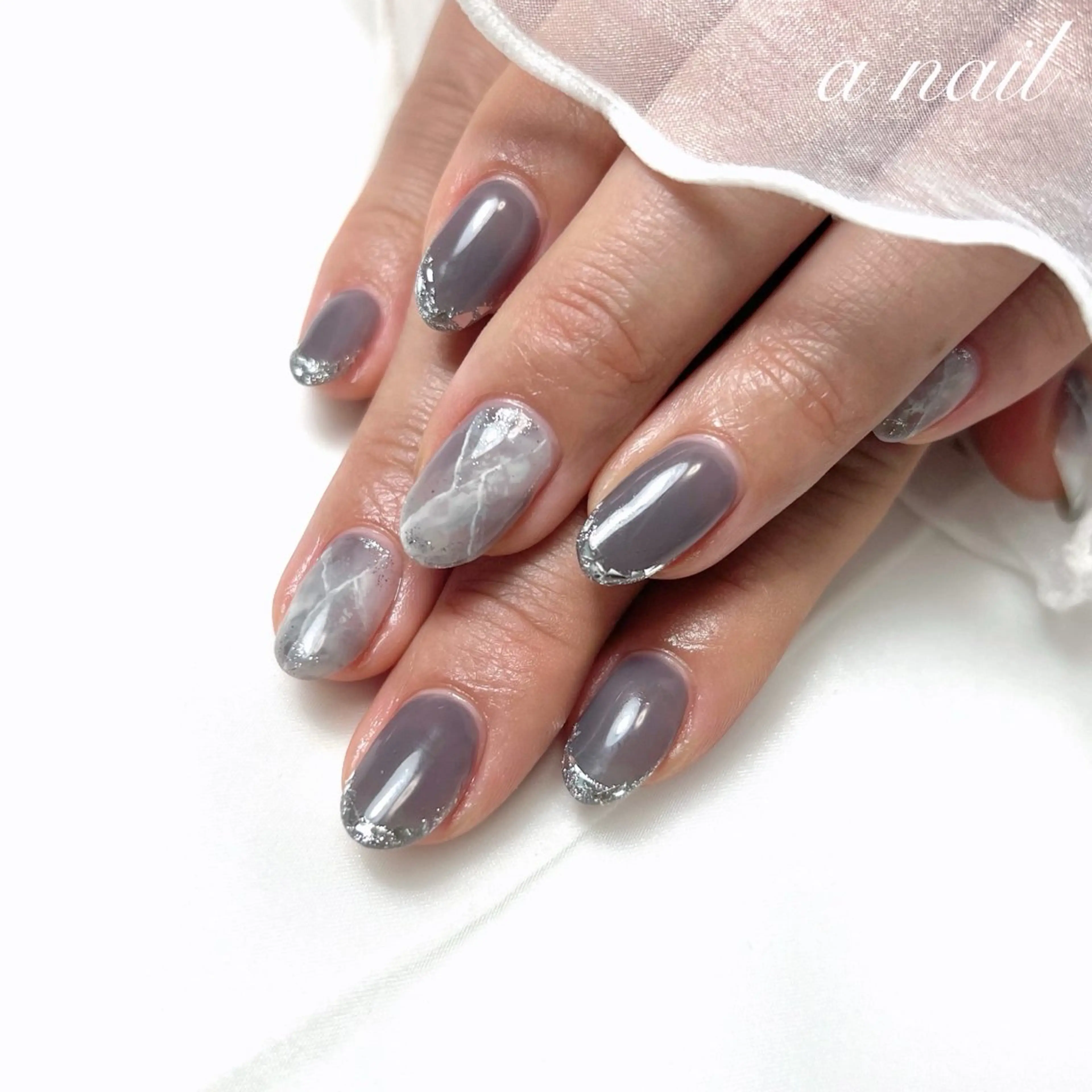 ネイル フレンチネイル ガラスフレンチ 持ち込み ニュアンスネイル Salon_ a.nailのネイルデザイン