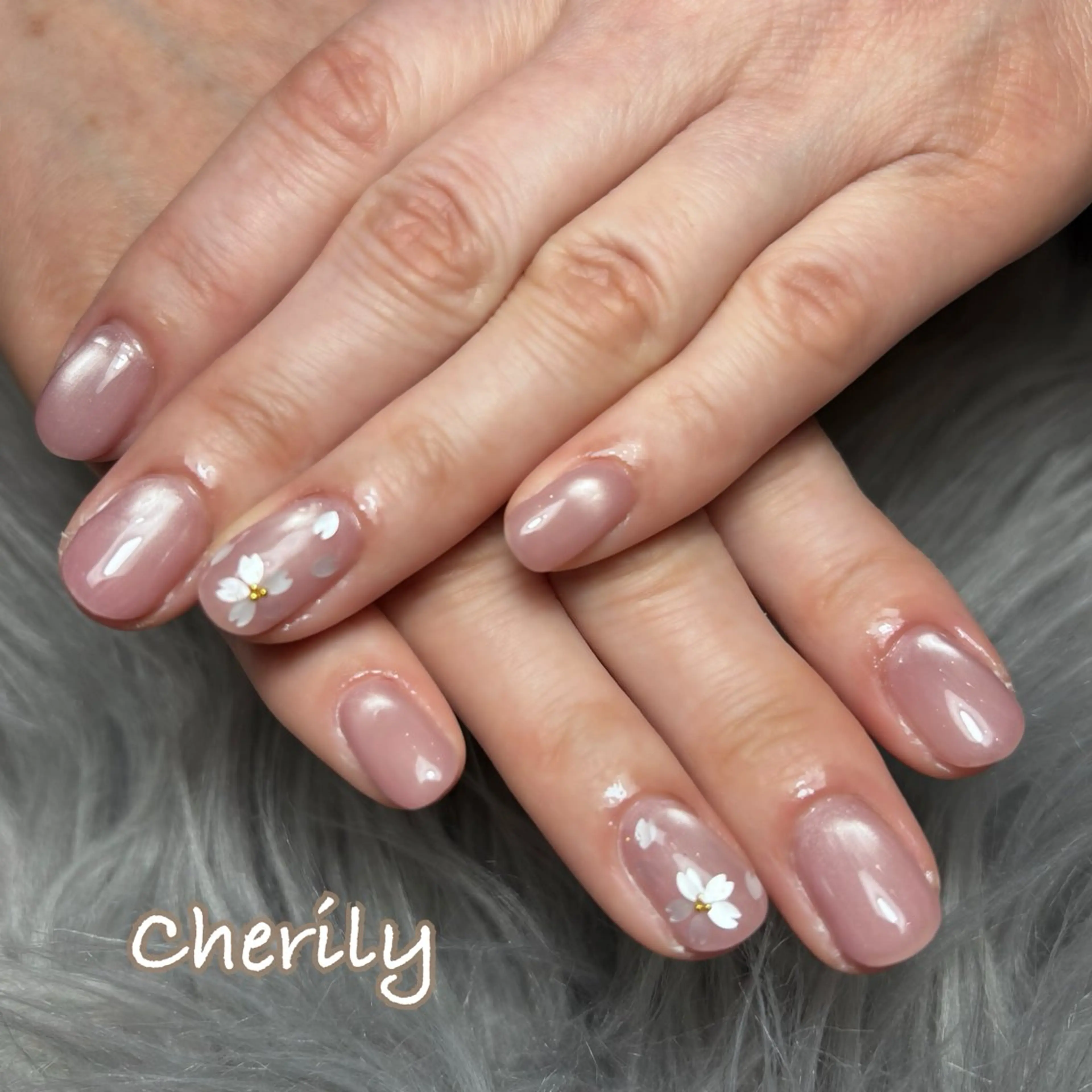 ネイル アートネイル マグネットネイル 春ネイル ハンドネイル CHERILY SAKURAのネイルデザイン