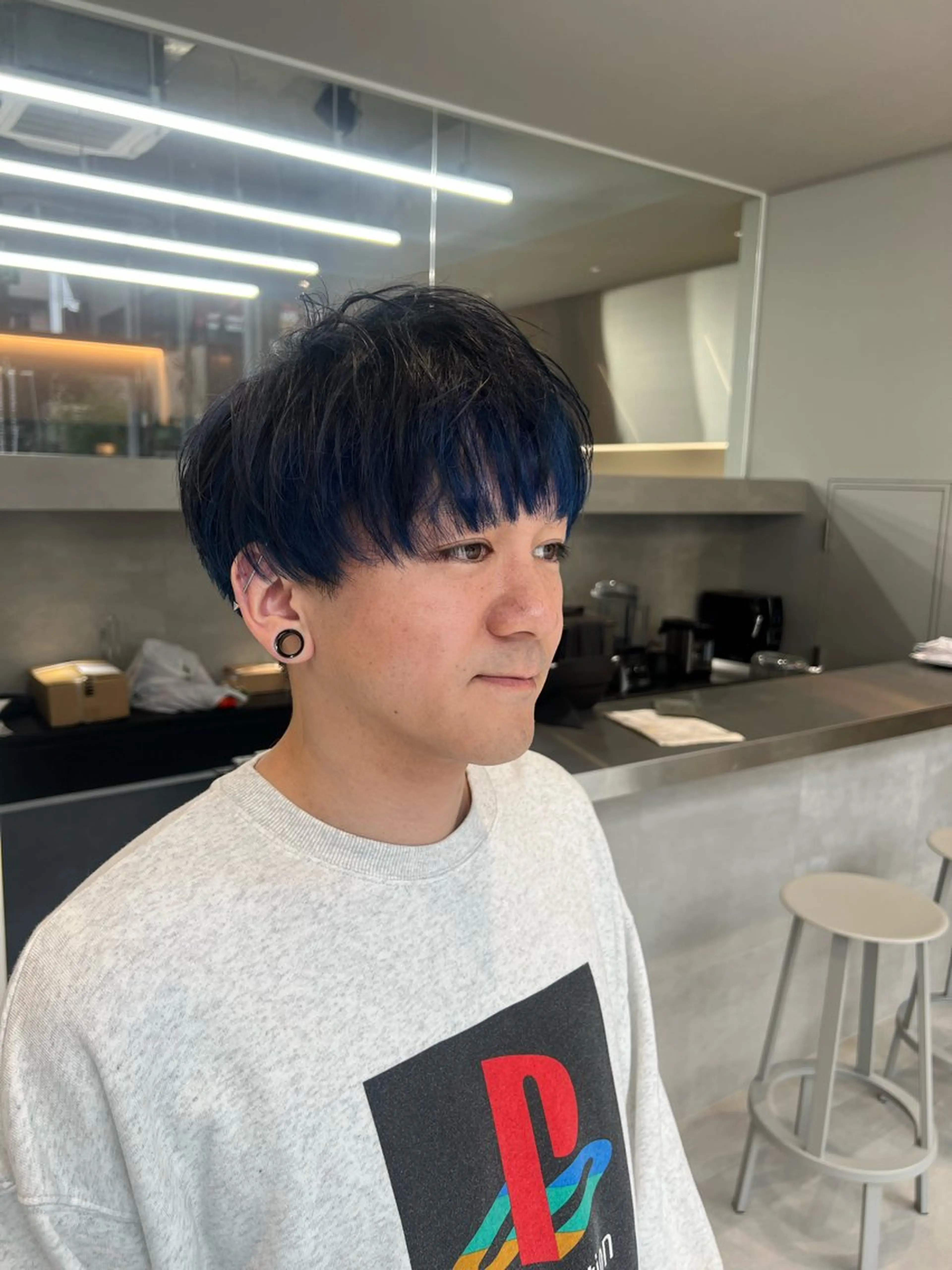 カラー メンズ マッシュ ブルーカラー カット ヘアカラー 吉沢遣人/レイヤー 艶カラー/パーマのヘアスタイル