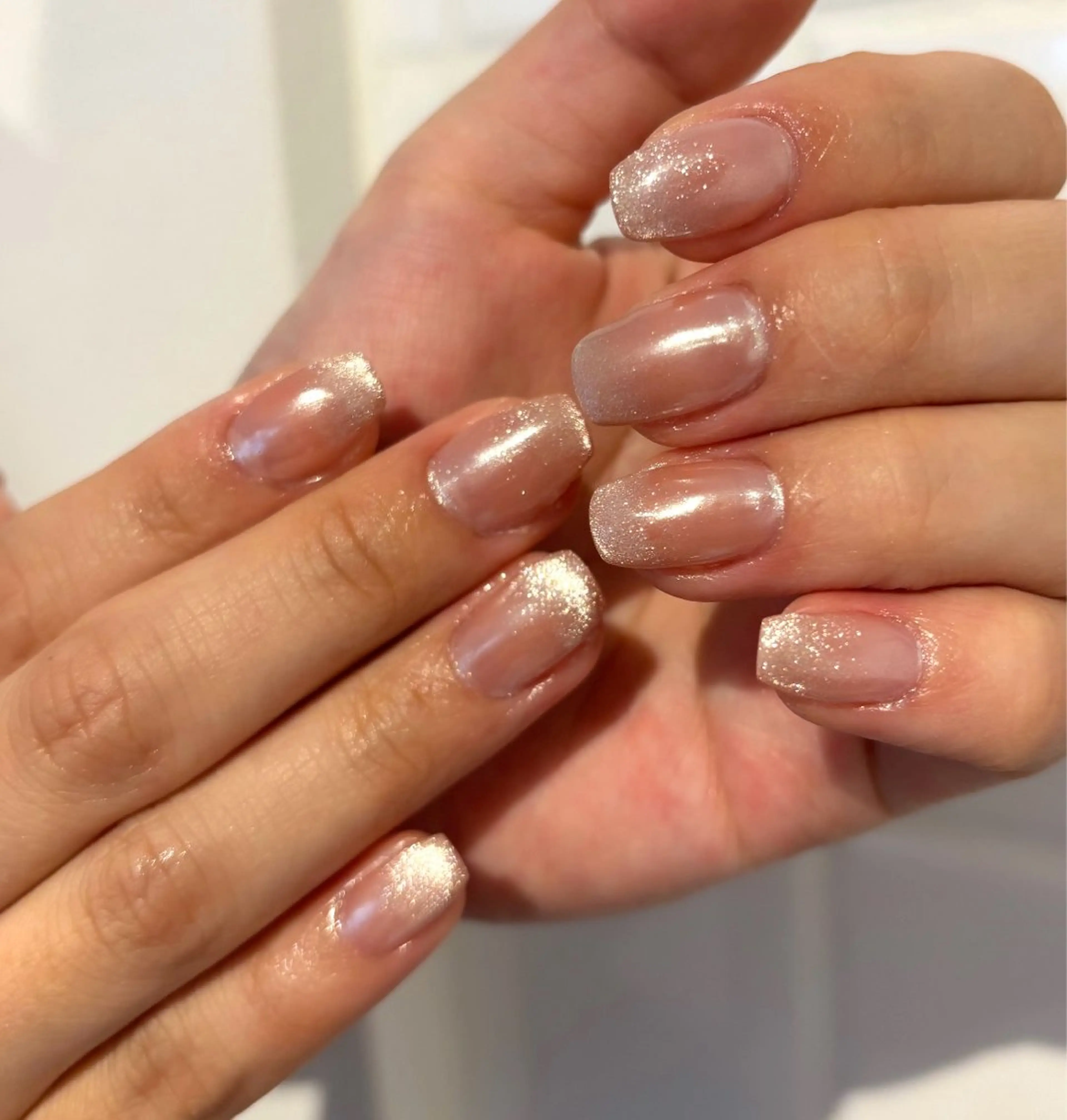 ネイル オーロラネイル マグネットネイル ピンク ハンドネイル Ballie/ Mizukiのネイルデザイン