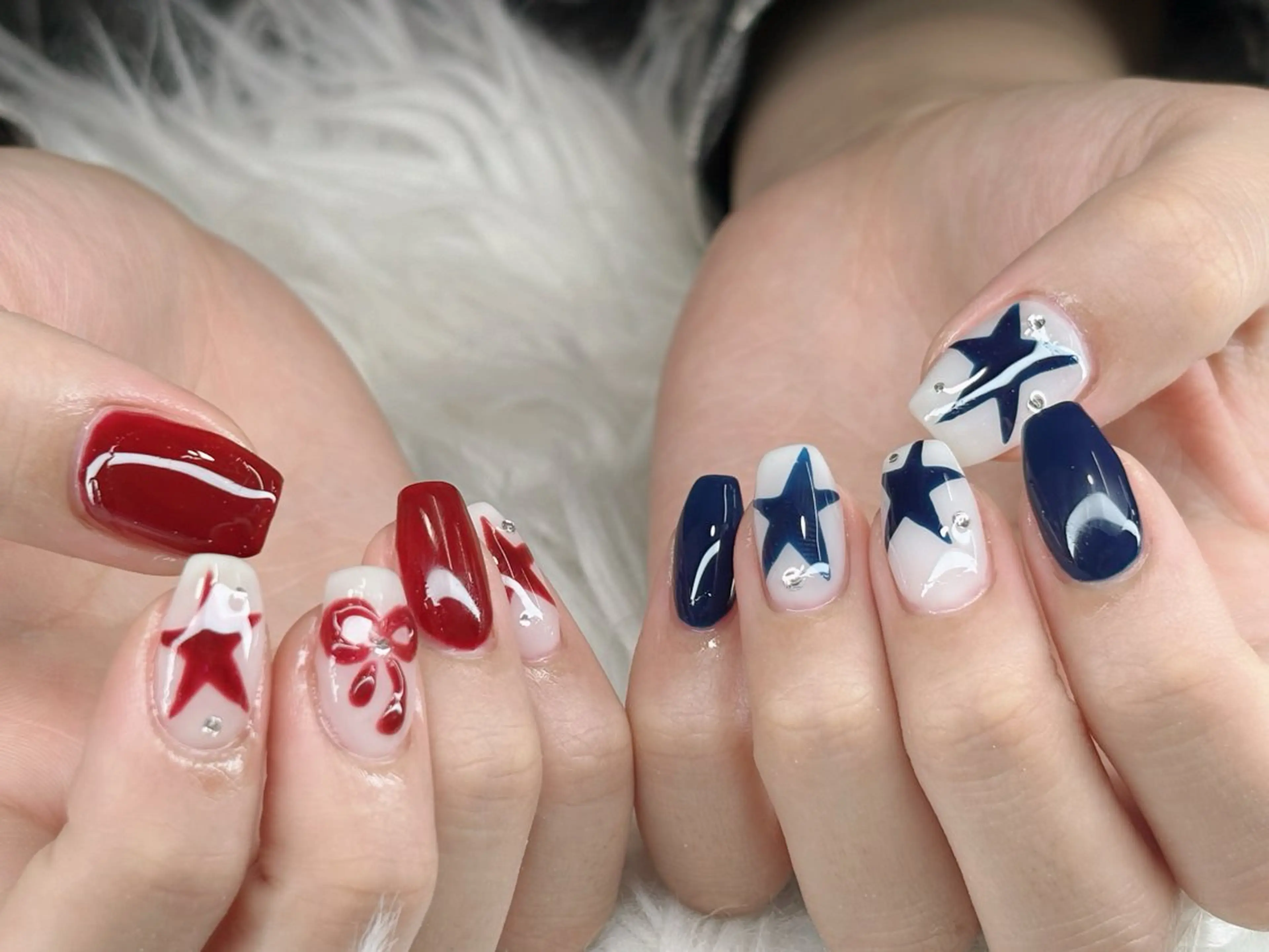 ネイル オーロラネイル ブルー チークネイル フットネイル フレンチネイル NAILS168 大家店のネイルデザイン