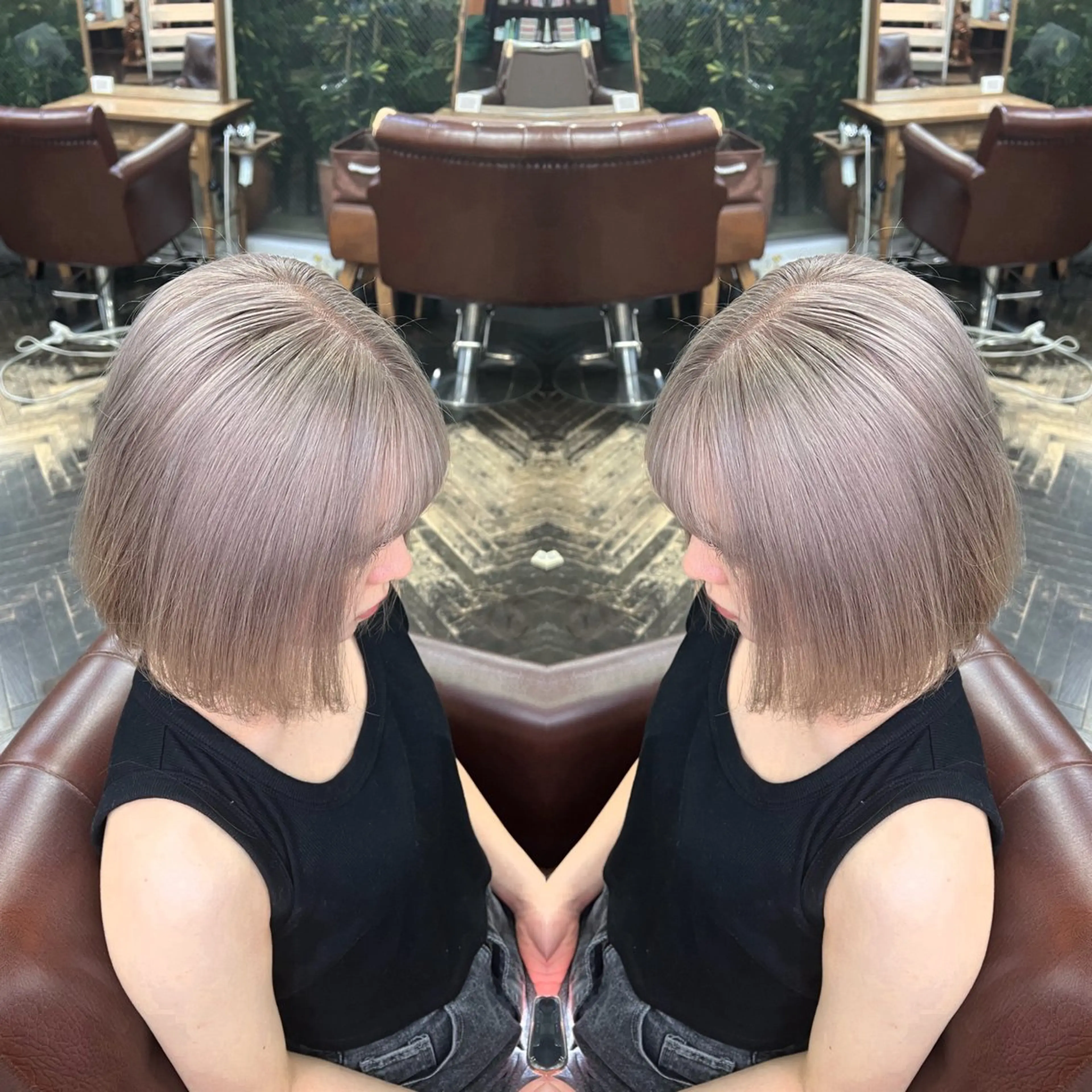 ミディアム カラー レイヤー/ボブ/ ミニボブ/AOIのヘアスタイル