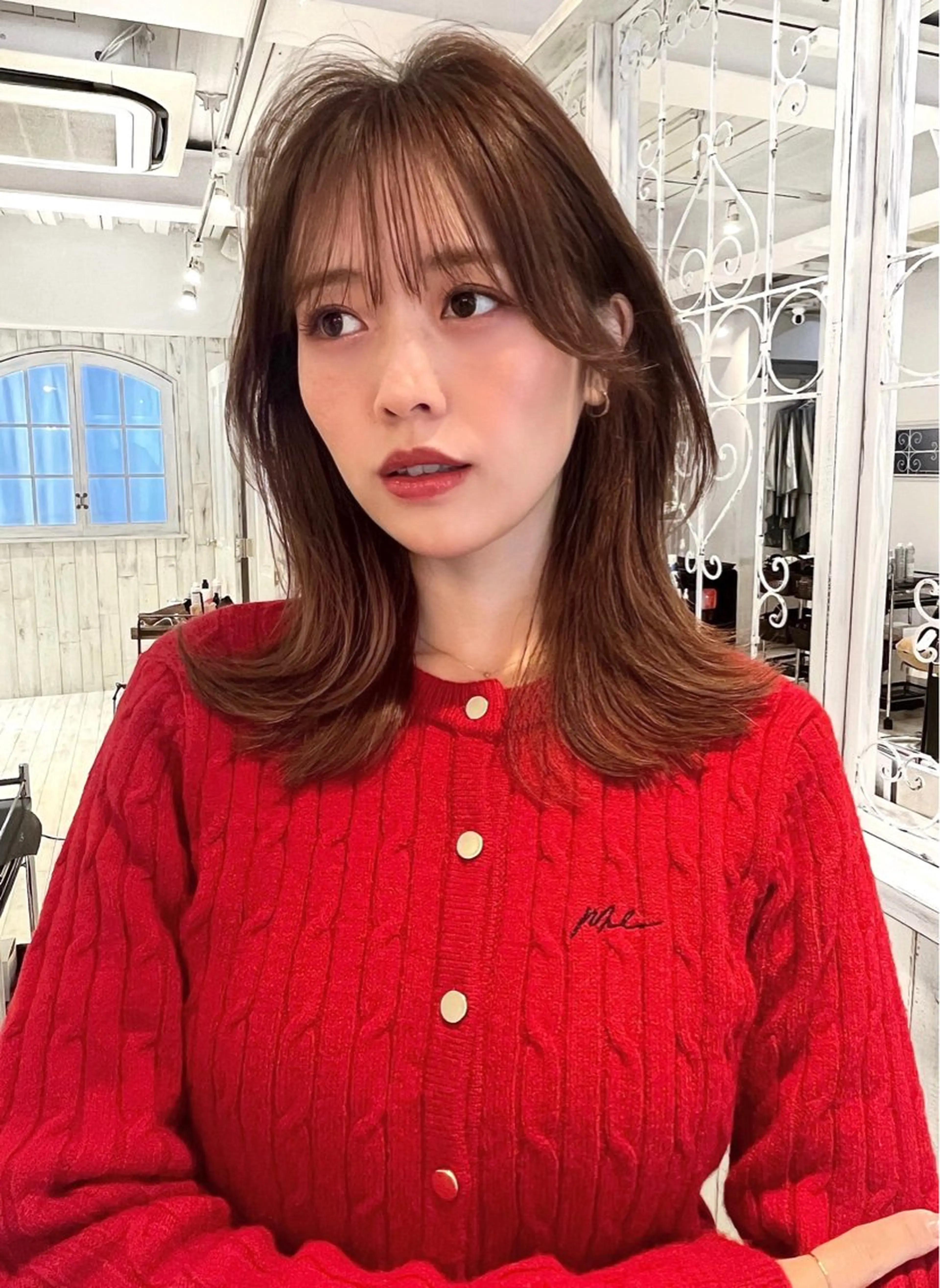 セミロング カラー ベージュカラー ブラウンカラー ショコラベージュ ココアブラウン くびれヘア 【韓国ヘア×透明感 カラー】笹谷 莉未のヘアスタイル