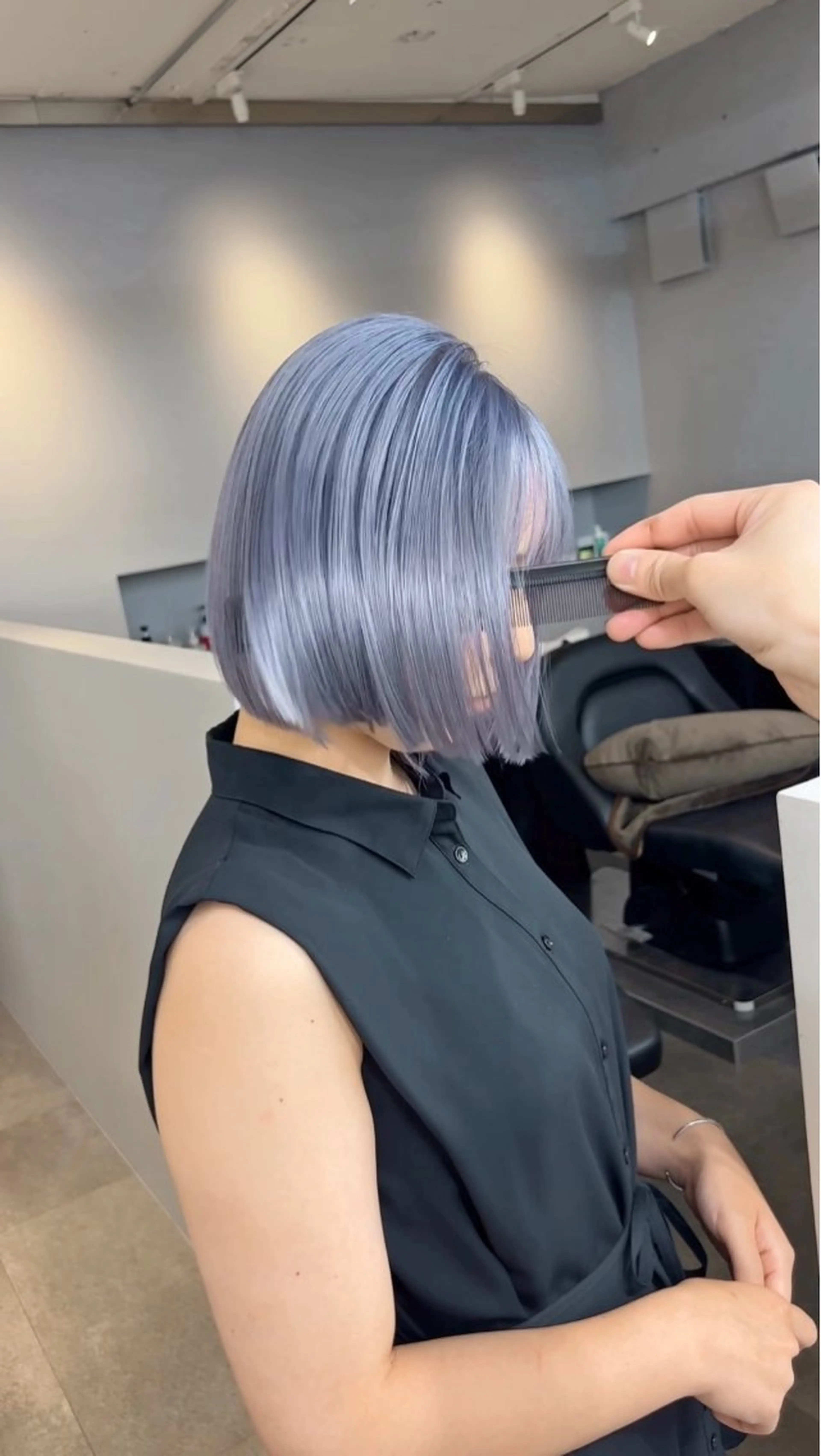 ショート カラー シルバー カット ヘアカラー ムラ修正💎 艶髪ハイトーン💎のヘアスタイル