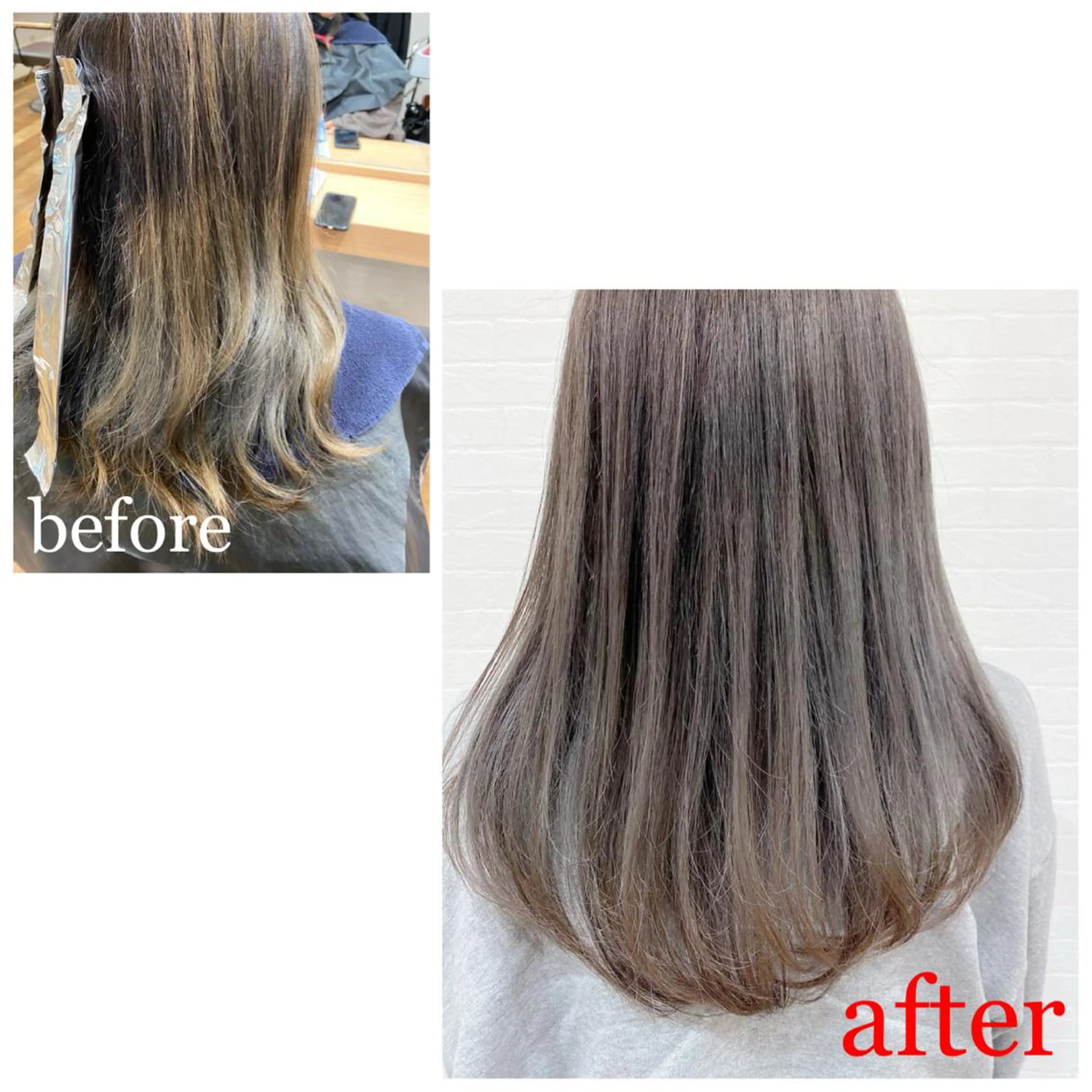 セミロング カラー バレイヤージュ ダブルカラー レイヤーカット 縮毛矯正 GRANLUSSO 〜グランルッソ駅前店所属・木口 嘉美のヘアスタイル