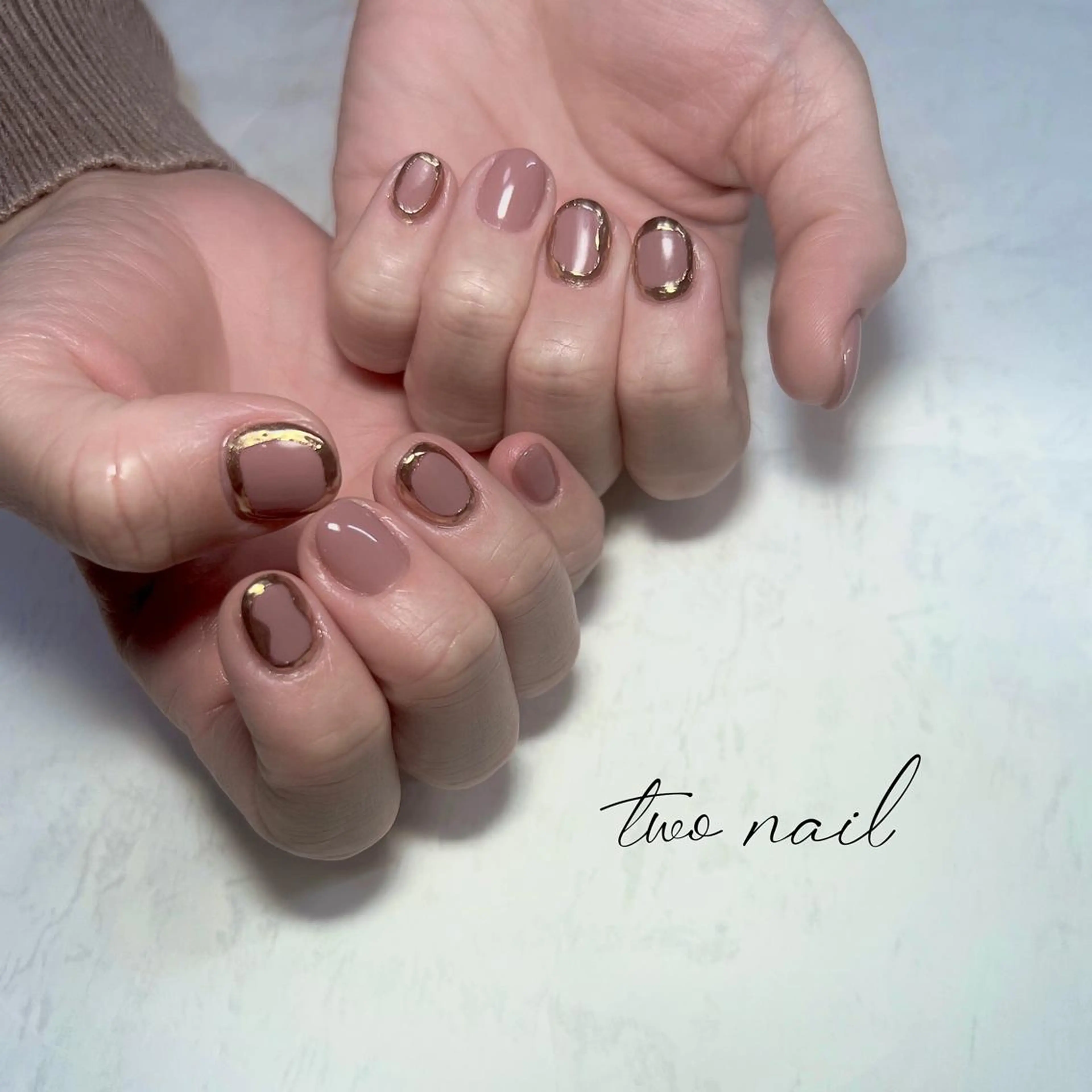 ネイル アートネイル ブラウン フットネイル ハート ニュアンスネイル two nailのネイルデザイン