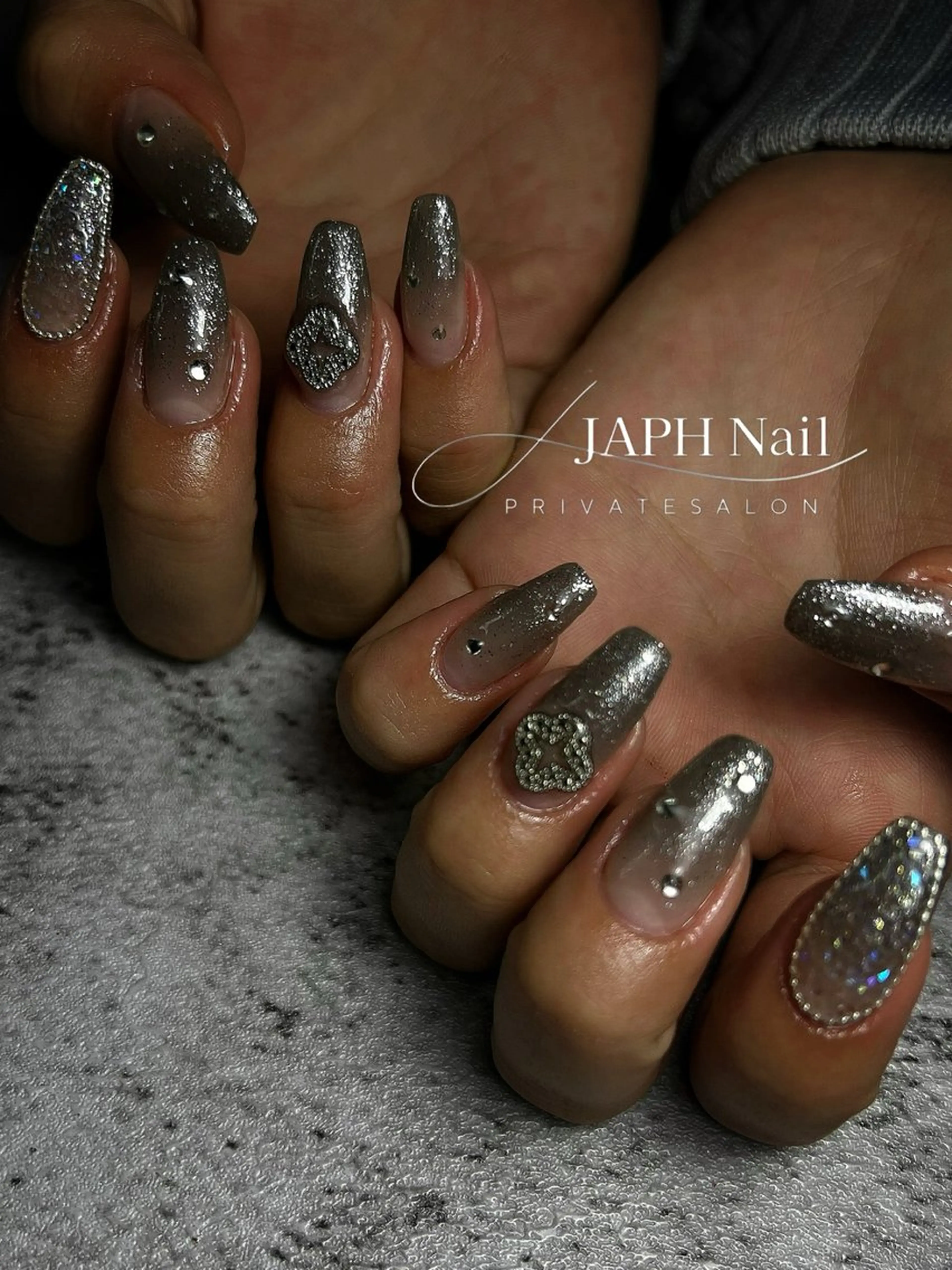 ネイル フレンチネイル キラキラネイル 韓国ネイル ミラーネイル ニュアンスネイル NailSalon /JAPHのネイルデザイン
