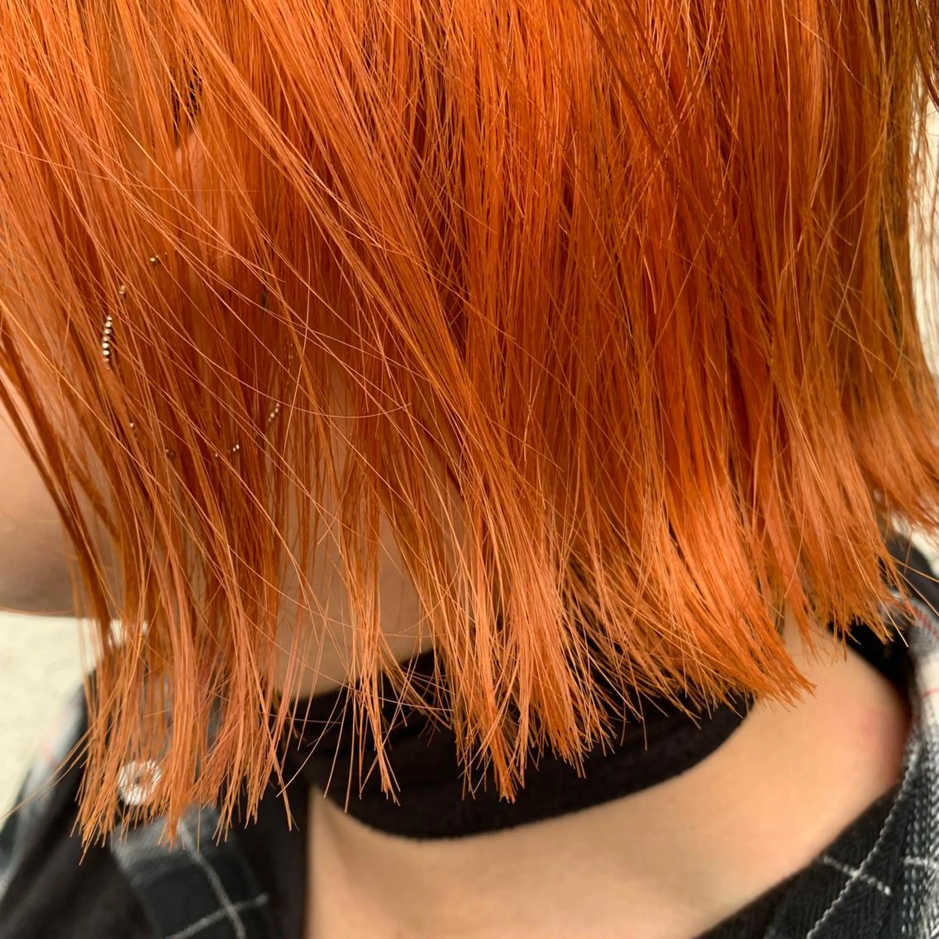 ショート カラー ヘアアレンジ 切りっぱなしボブ オレンジ ボブ オルチャンヘア カット ヘアカラー トリートメント 韓国×巻ける髪質改善 💍maki💍のヘアスタイル