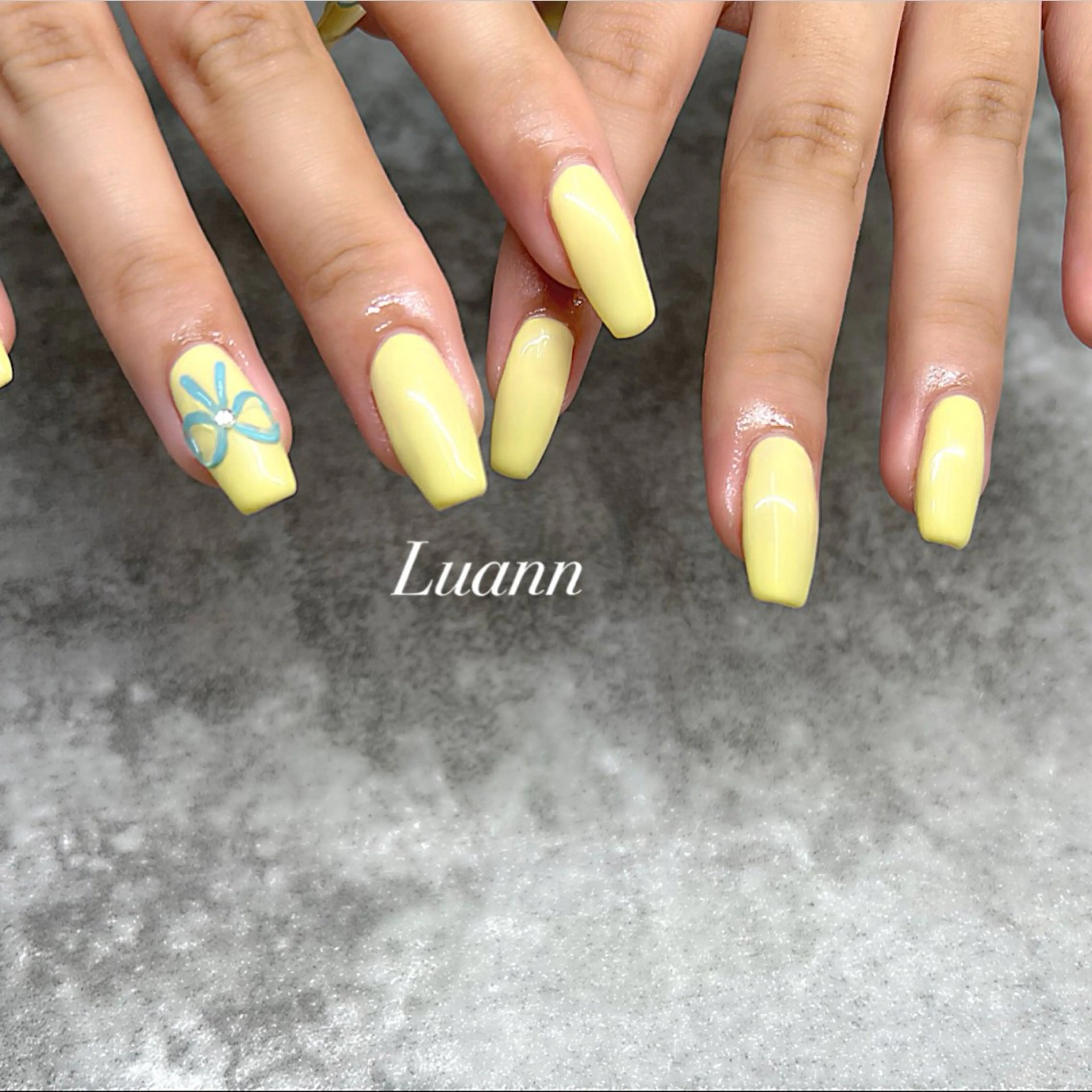 ネイル 韓国ネイル パステルネイル ぷっくりネイル リボン シンプルネイル Luann nail所属・Luann nail Sakiのネイルデザイン