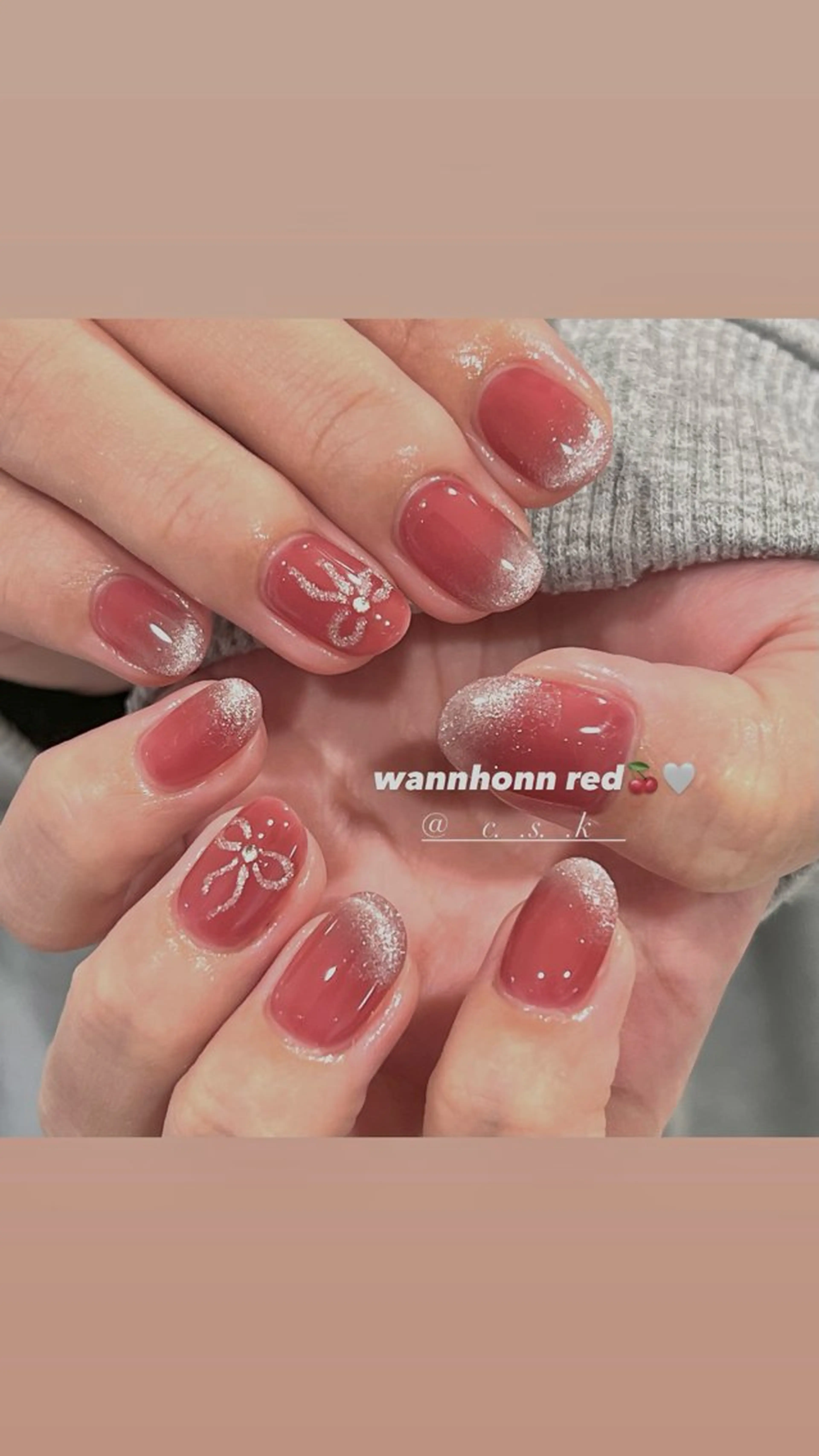 ネイル アートネイル リボン ストーンネイル ハンドネイル 🎀チーク/ちゅるん 🫧chisa🎀のネイルデザイン