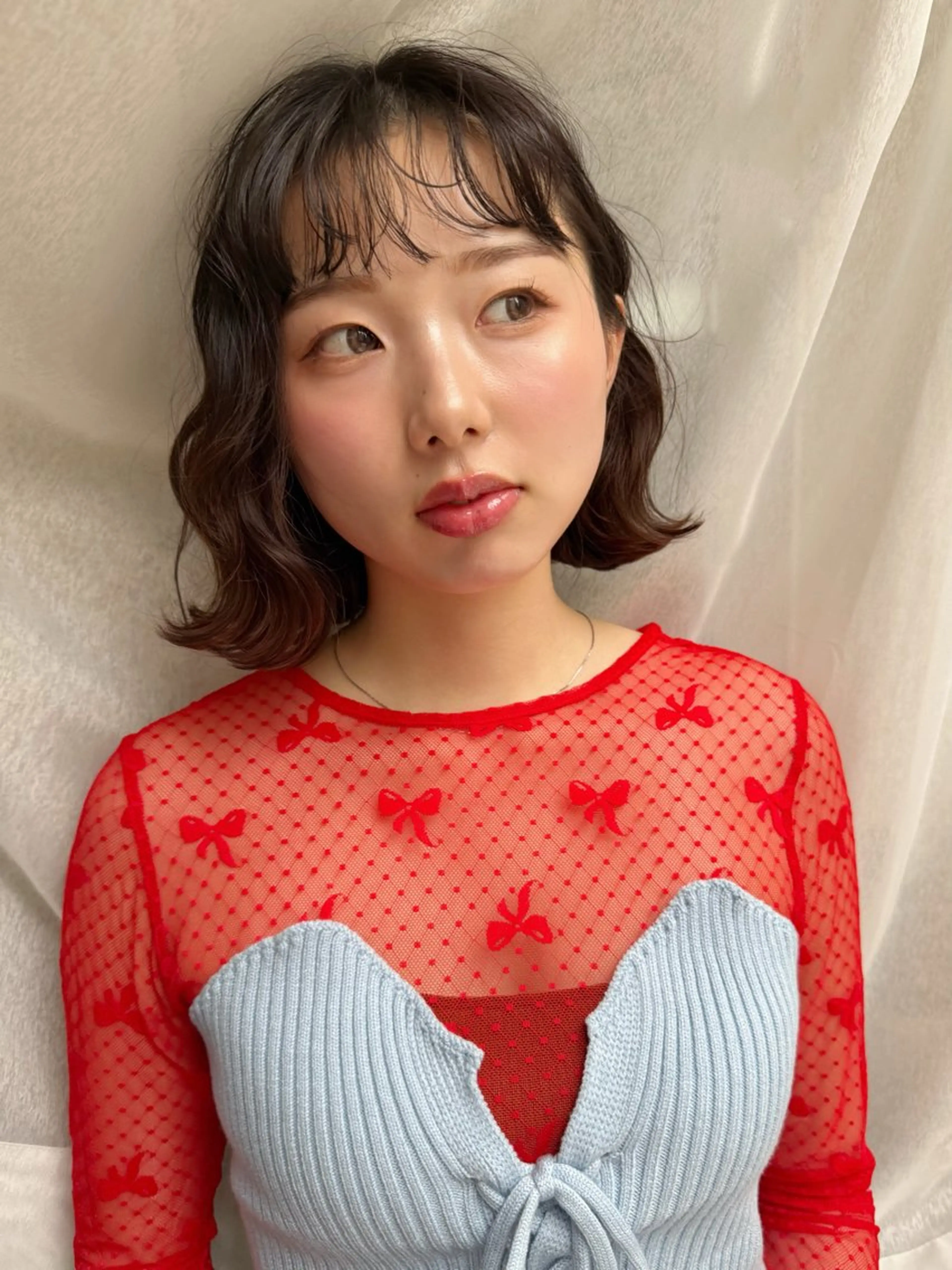 ミディアム パーマ ヘアカラー 韓国風パーマ/ヘア セット/店長みづきのヘアスタイル