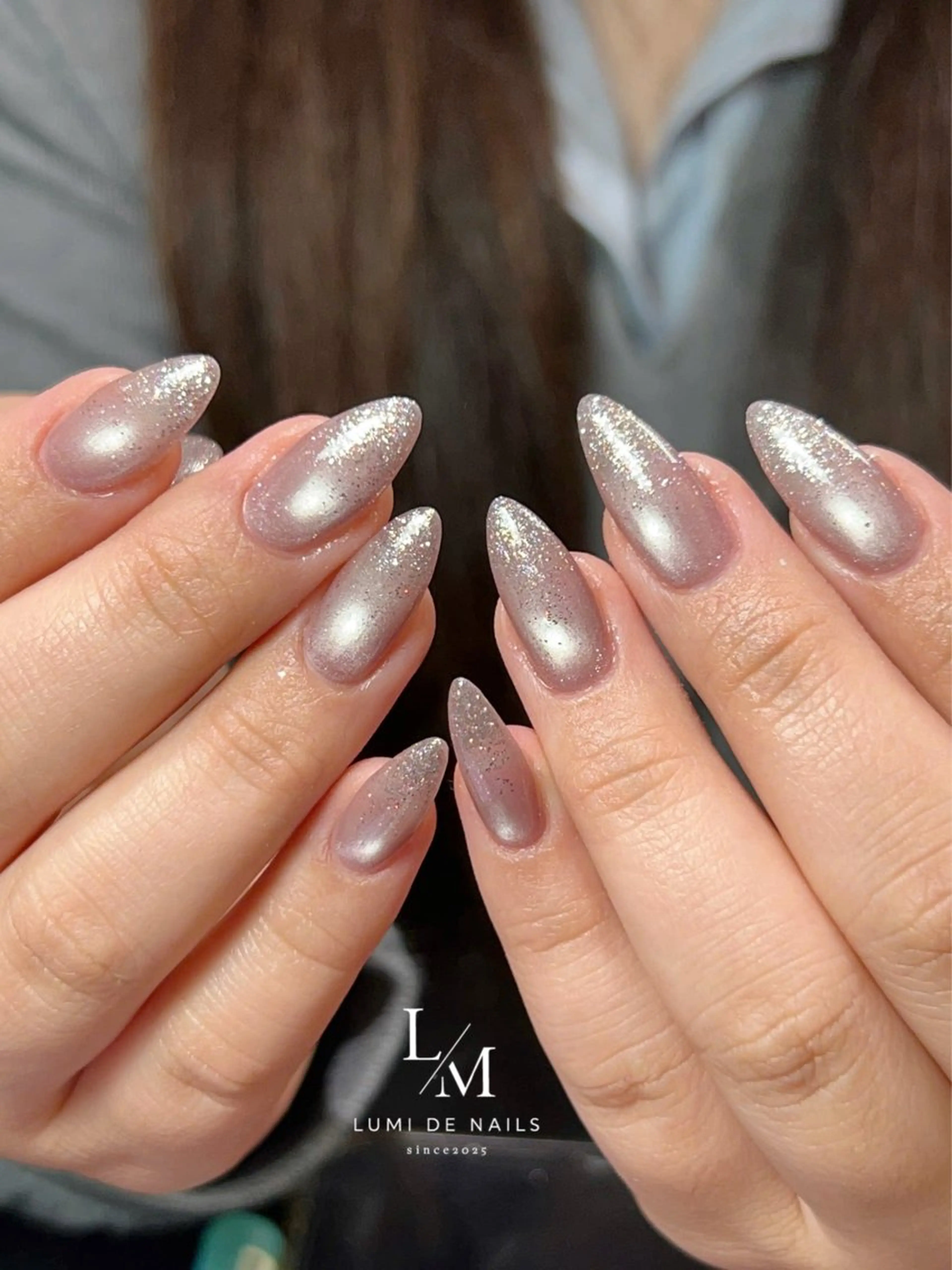 ネイル グラデーション ラメ(グリッター) マグネットネイル ミラーネイル ニュアンスネイル ハンドネイル Lumi de nailsのネイルデザイン