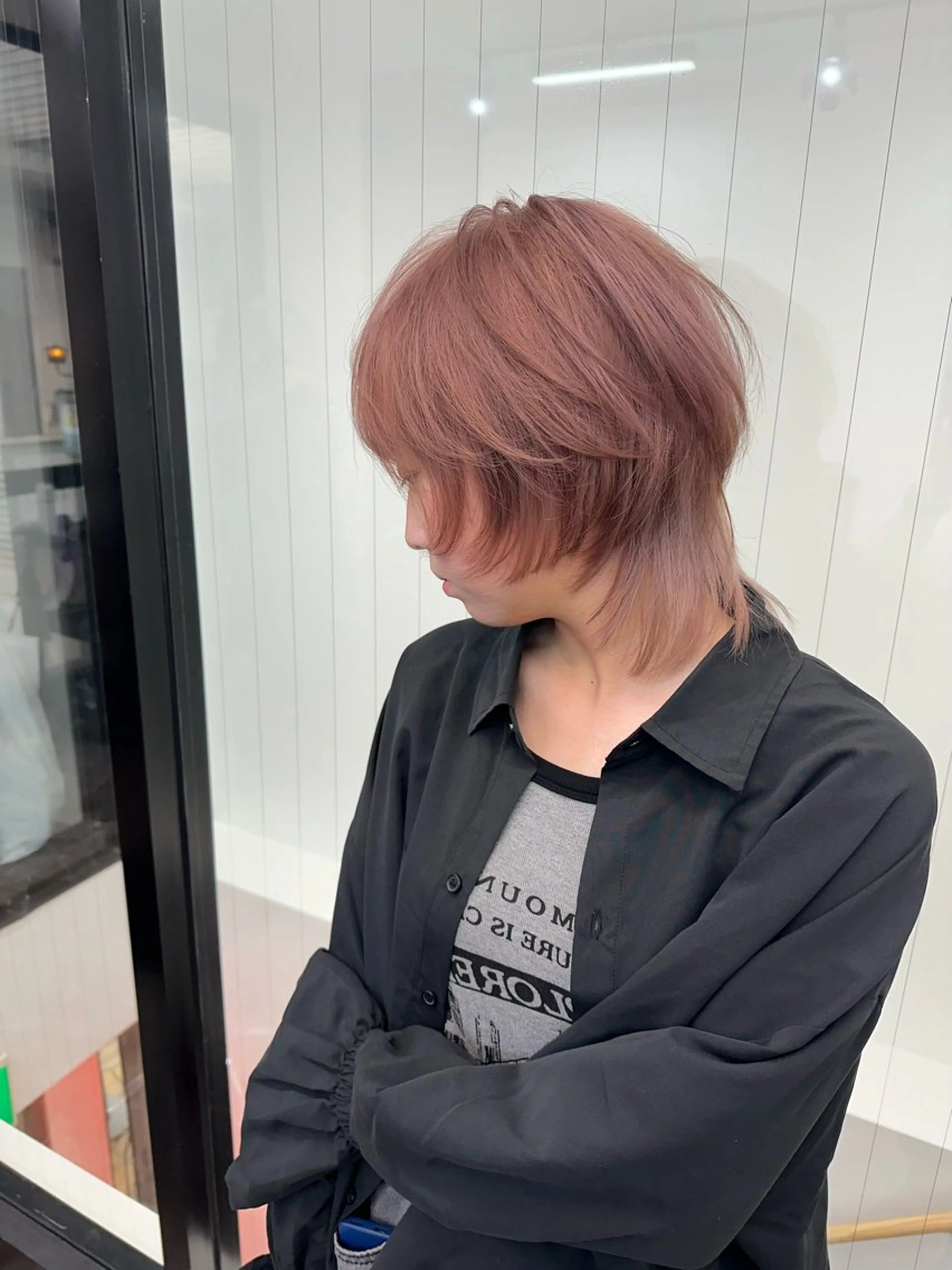 ショート ミストバング ハイライト 髪質改善 韓国風ヘア レイヤーカット HAIR SMILE COEURのヘアスタイル