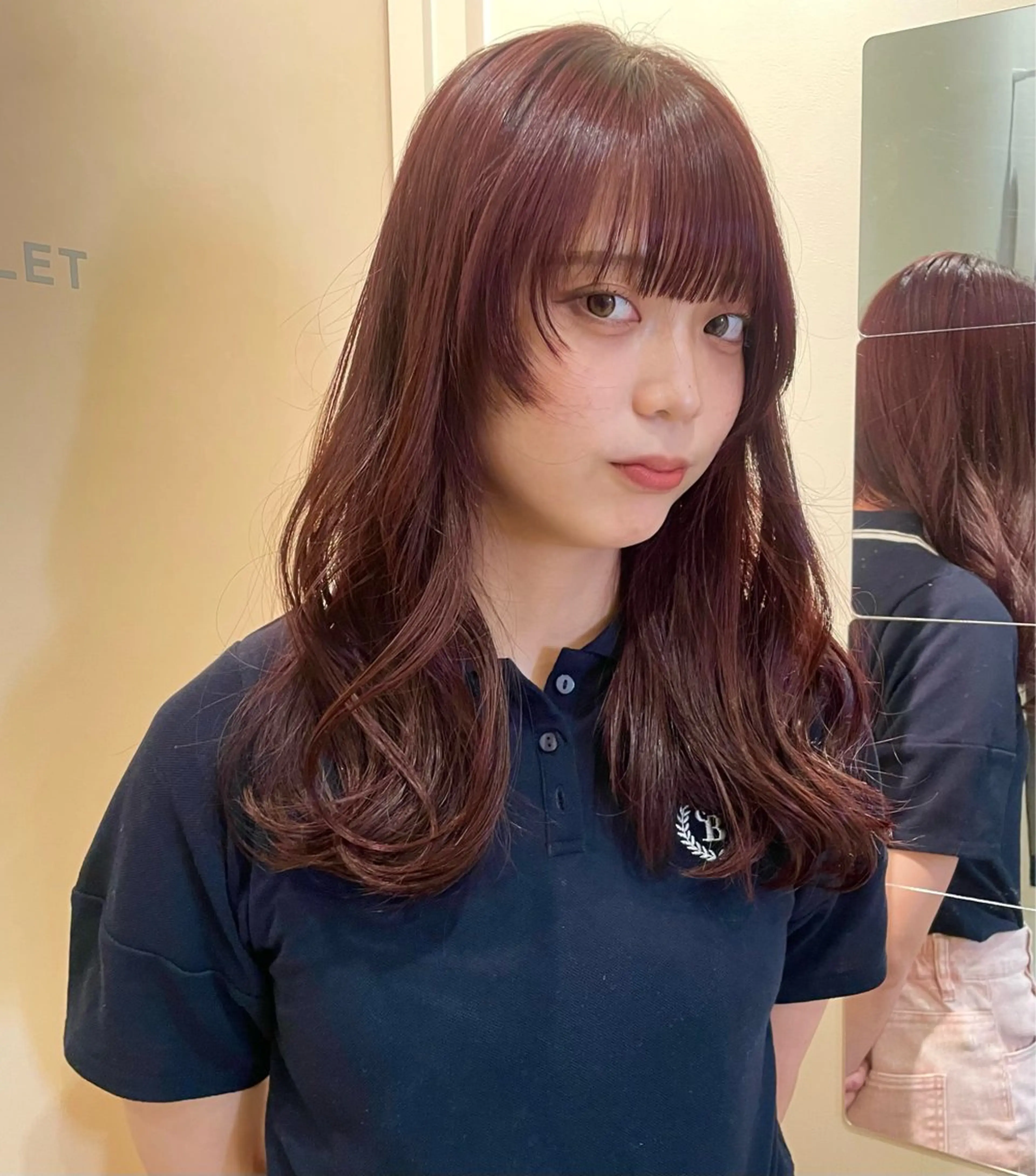 セミロング カラー ボルドーカラー レッドカラー 髪質改善 韓国風ヘア ヘアカラー 辻 那美樹/似合わせ ヘア/髪質改善のヘアスタイル