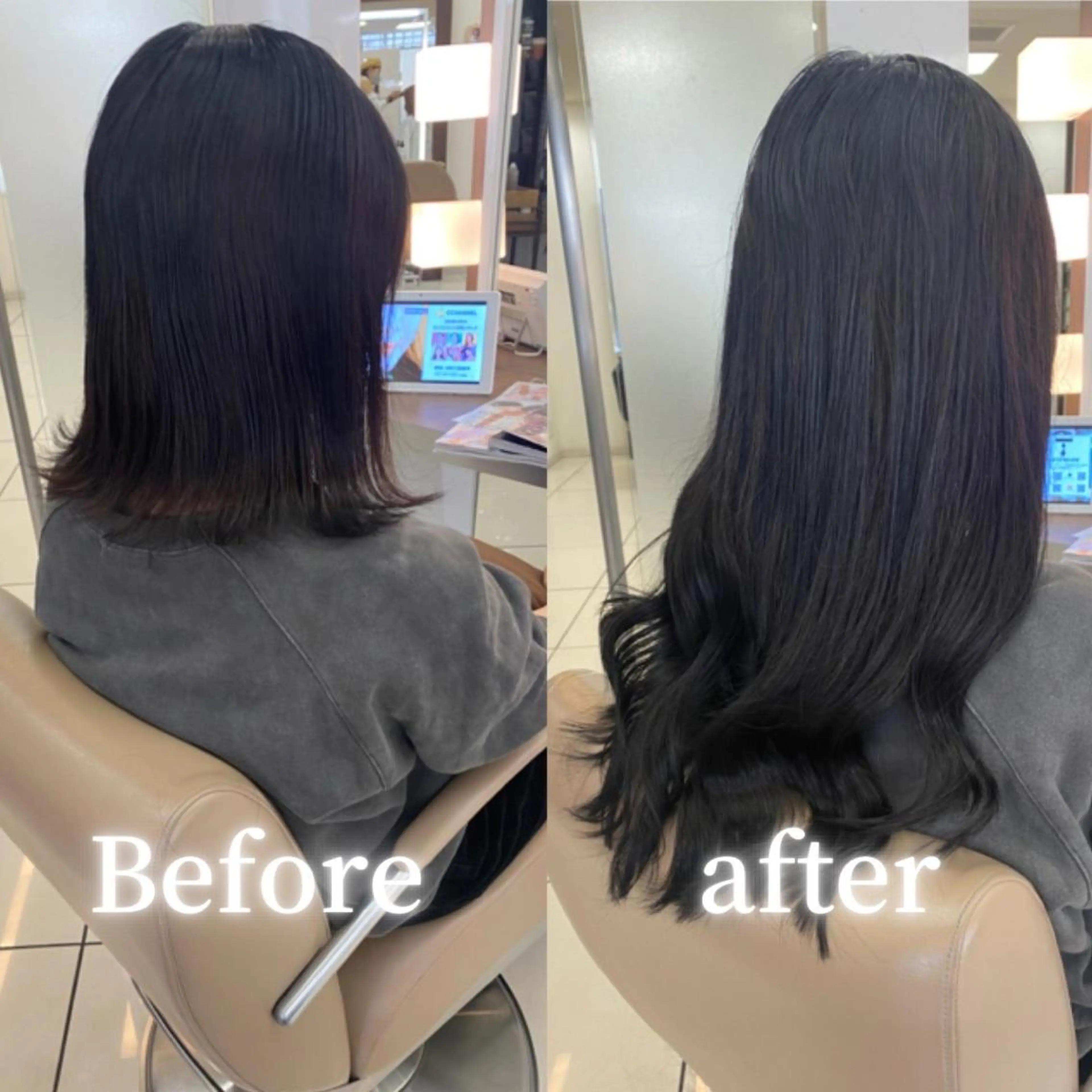 セミロング 羽エクステ/シール エクステ/横浜駅5分のヘアスタイル