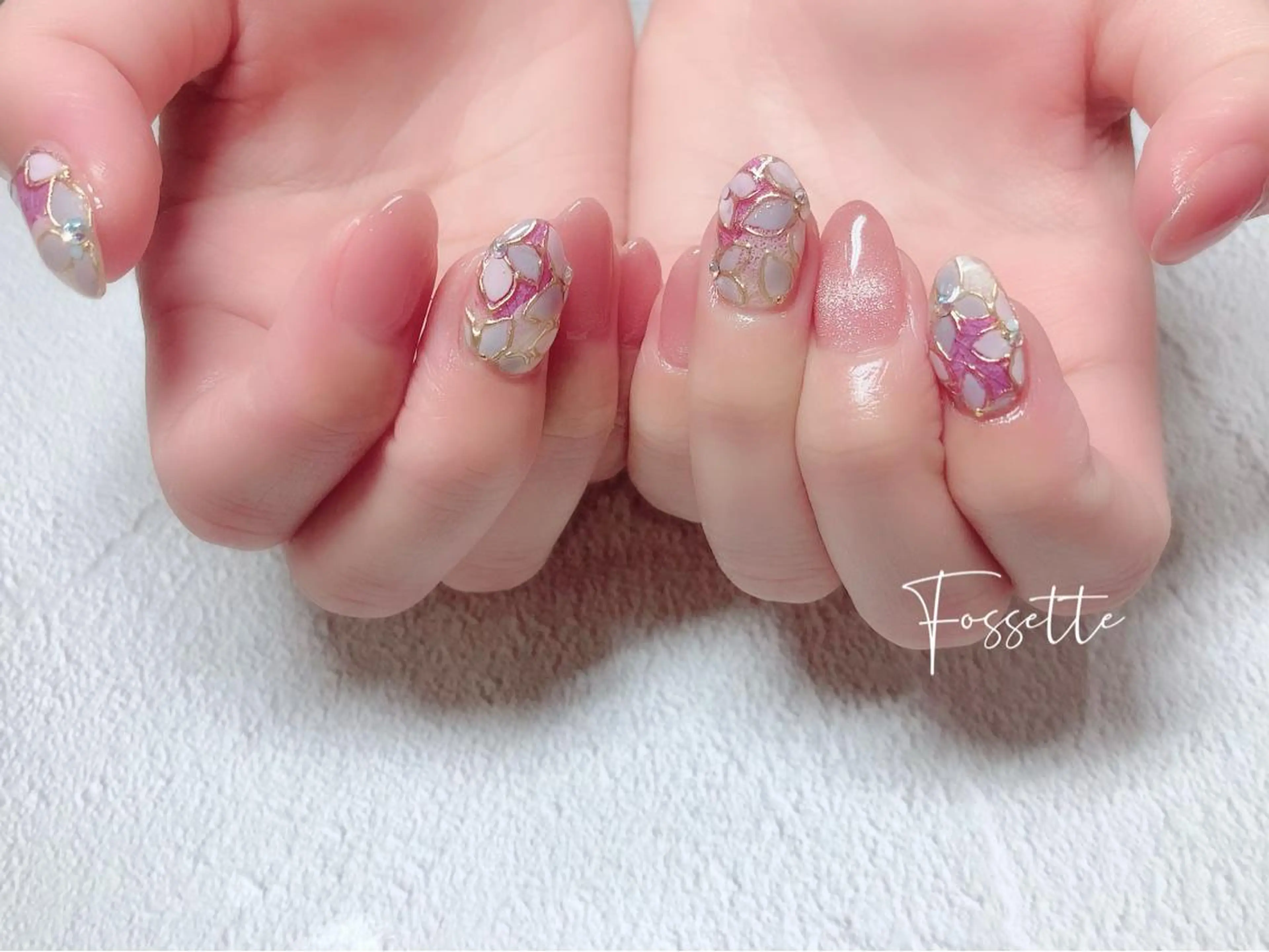 ネイル フラワーネイル キラキラネイル マグネットネイル ミラーネイル nailsalon Fossetteのネイルデザイン