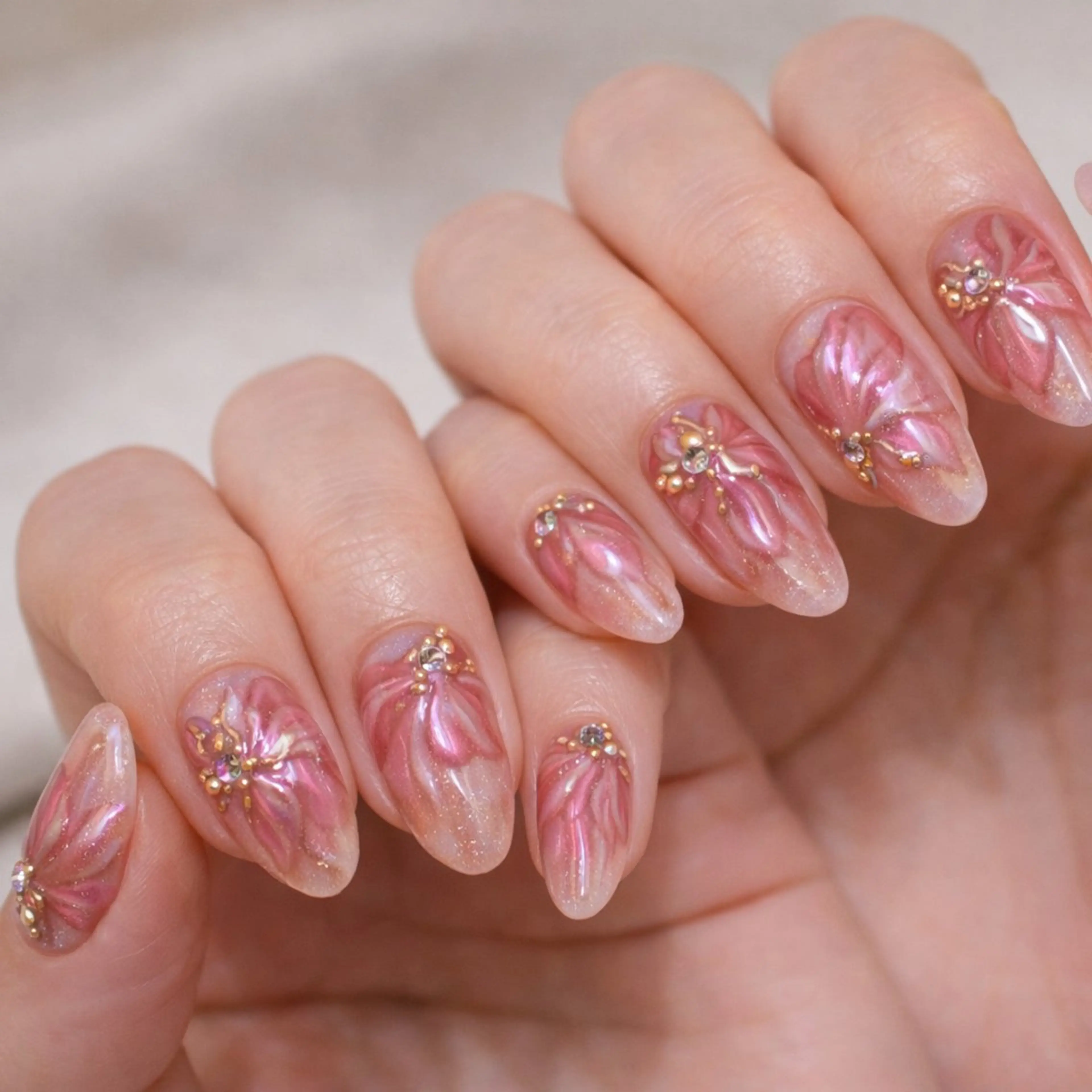 ネイル フラワーネイル ピンク ブライダルネイル ハンドネイル Kii nailのネイルデザイン