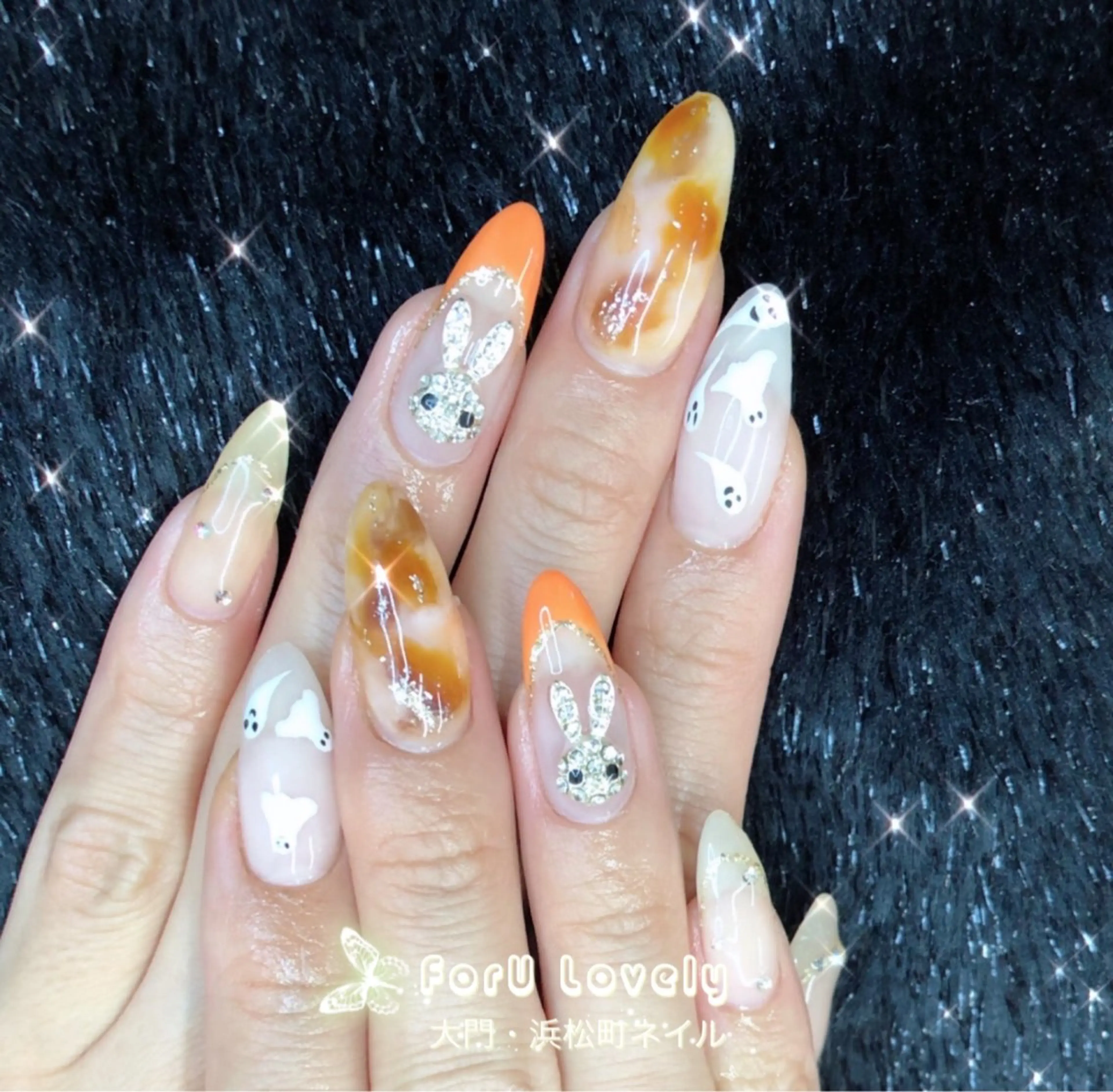 ネイル べっ甲ネイル 長さ出し フレンチネイル ジェルネイル 韓国ネイル 大門浜松町 ネイルのネイルデザイン