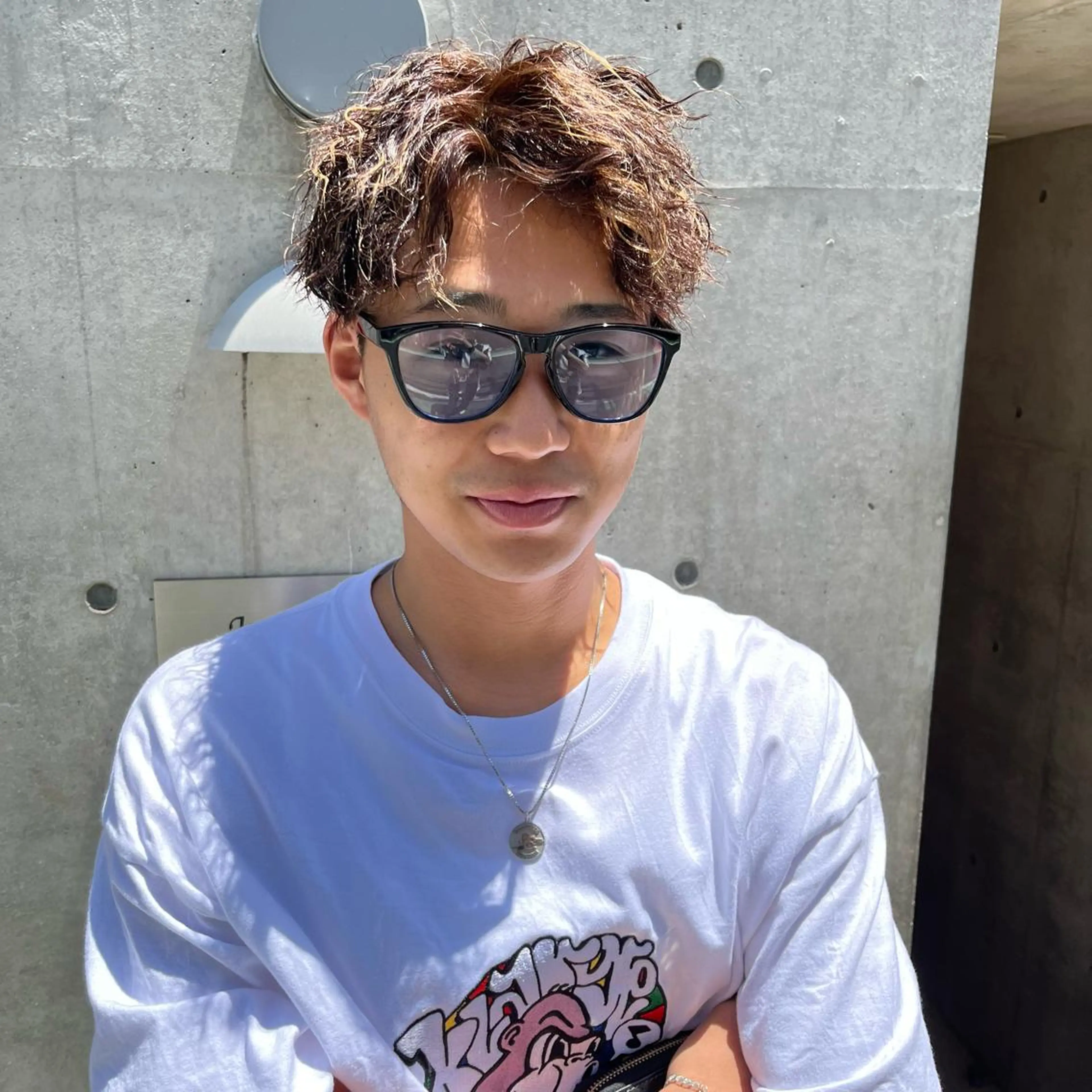 ショート カラー パーマ ヘアアレンジ メンズ アップバング メンズハイライト メンズパーマ ハイライトカラー ハイライト メンズパーマの達人 🌟川内絵人のヘアスタイル