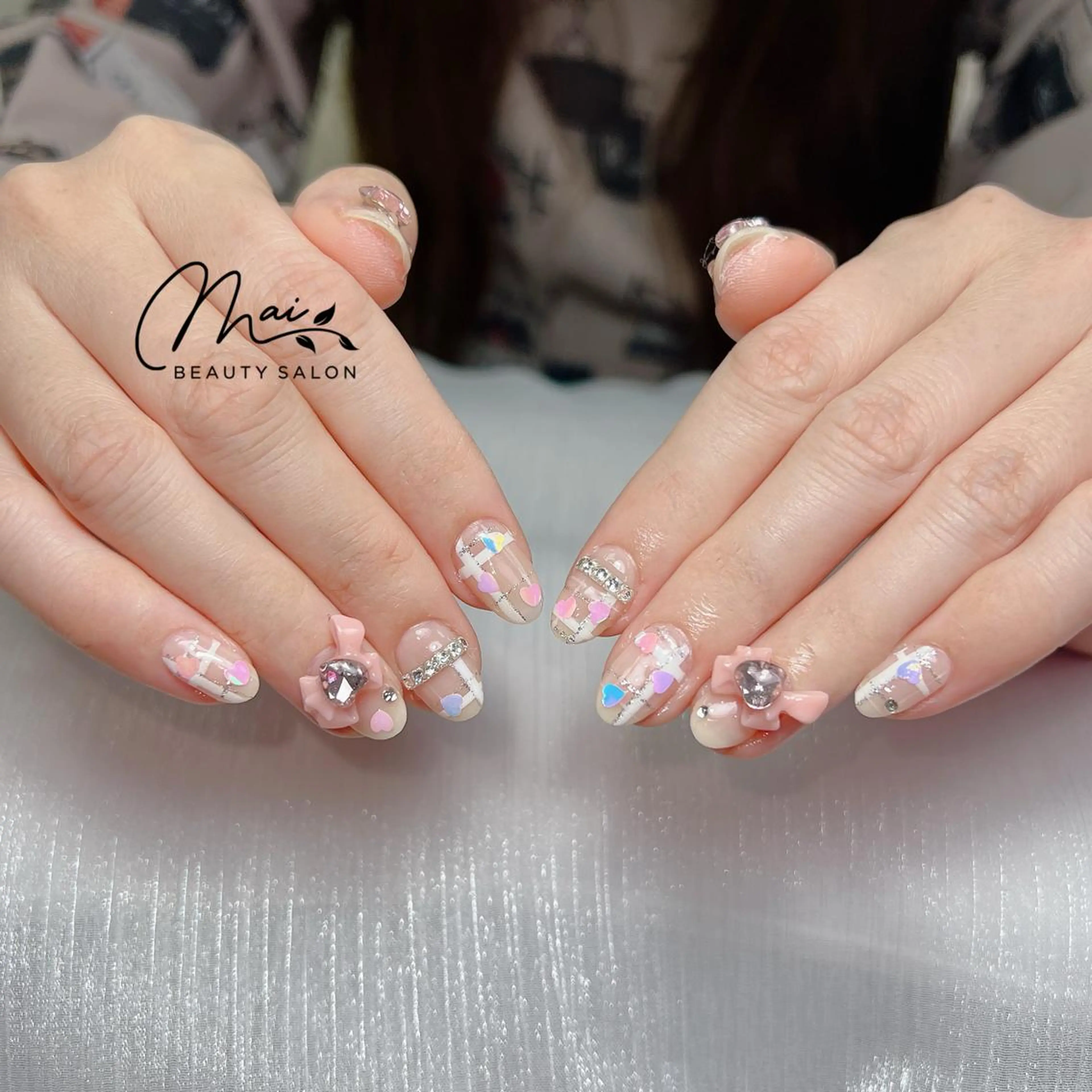 ネイル オーロラネイル チークネイル 長さ出し フラッシュネイル フットネイル MaiBeauty マイ マイのネイルデザイン