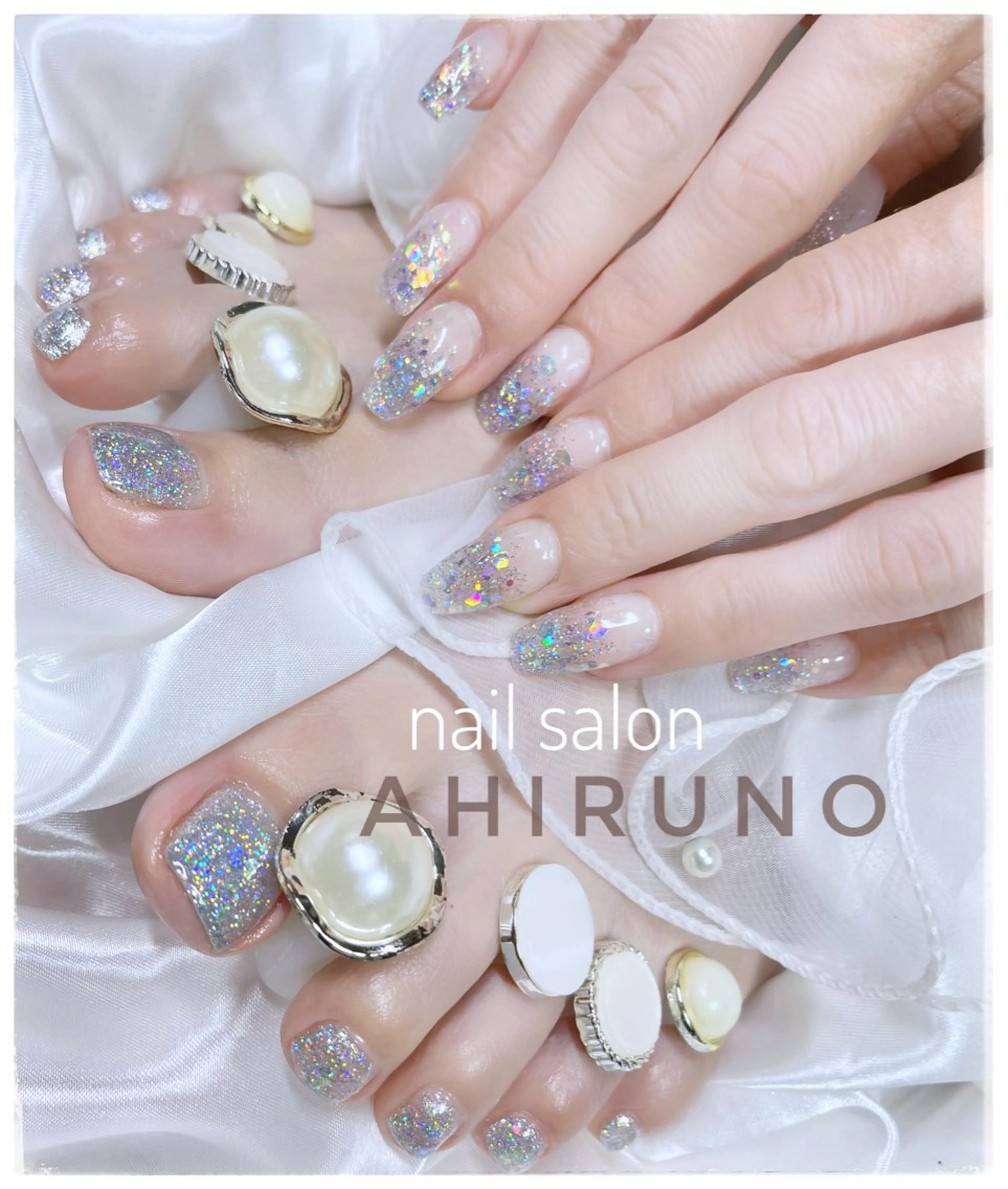 ネイル 長さ出し フットネイル グラデーション ラメ(グリッター) ラメグラデーション ハンドネイル フットネイル ａｈｉｒｕｎｏ ✿ ｙｕiのネイルデザイン