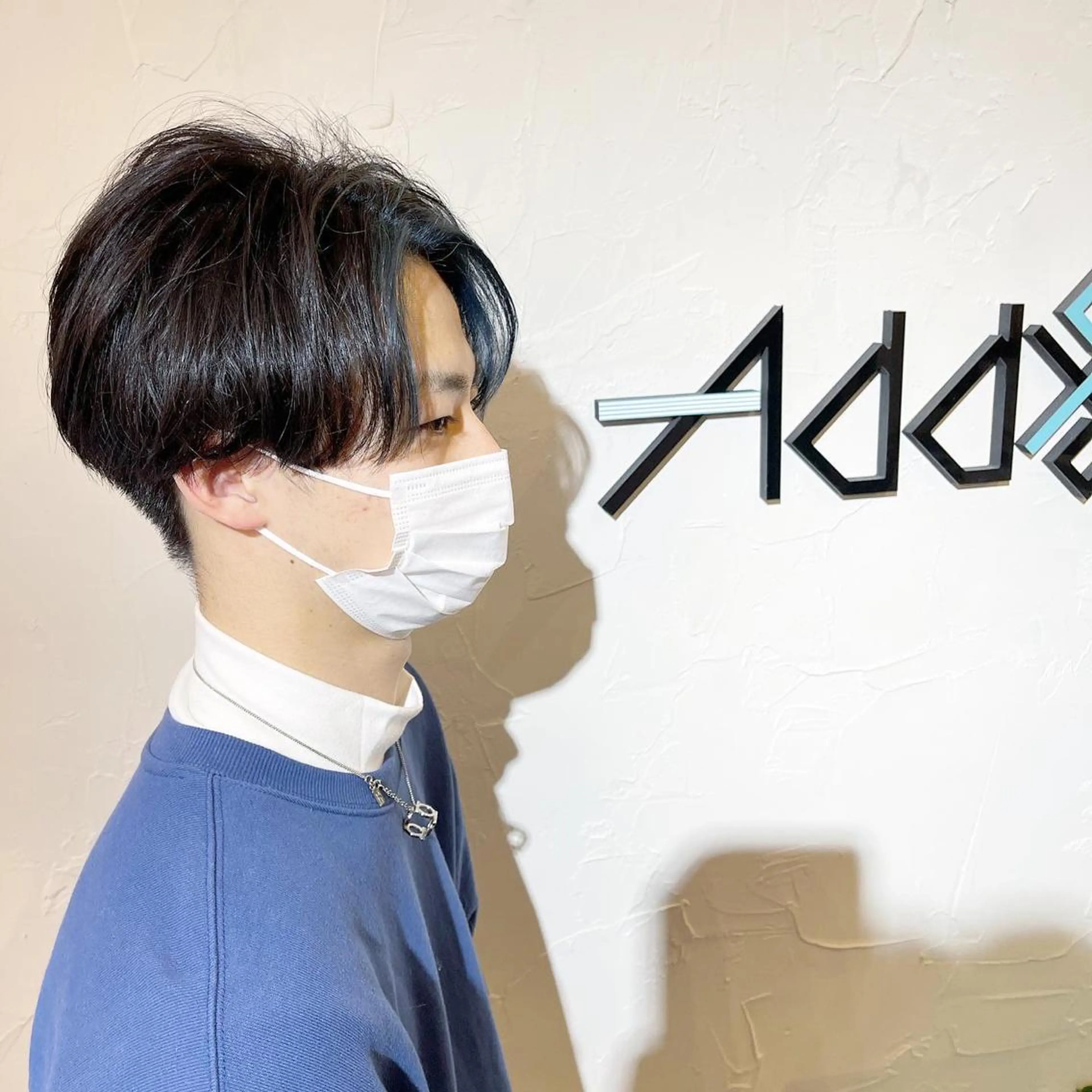 ショート カラー パーマ ヘアアレンジ メンズ メンズインナーカラー メンズ韓国風 ブルーカラー インナーカラー 韓国風ヘア ヘアカラー トリートメント Add9 柳田健登のヘアスタイル