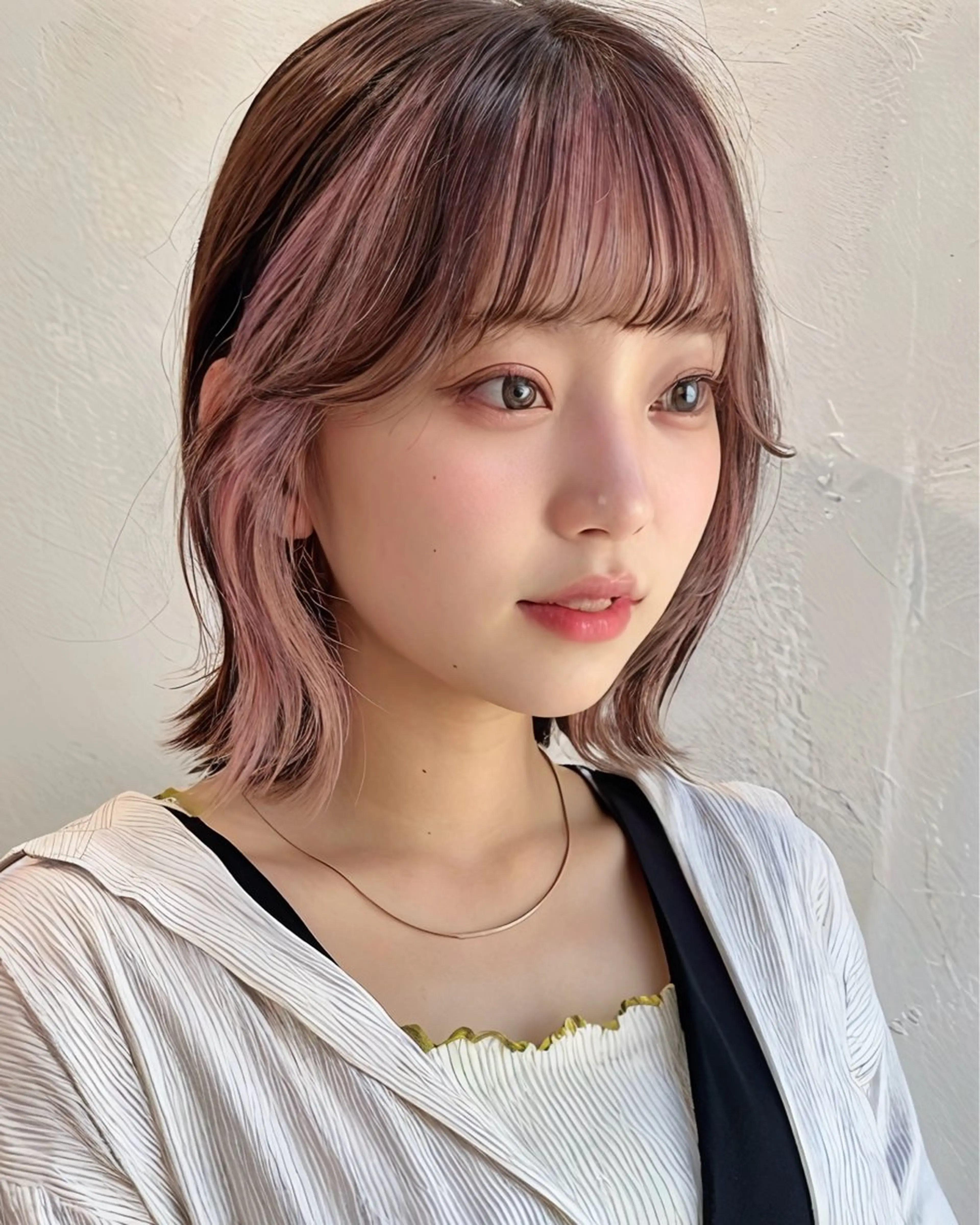 ミディアム カラー ブリーチ ケアブリーチ インナーカラー ピンクカラー ボブ カット ヘアカラー トリートメント インナーカラー/レイ ヤーカット♡/マキシのヘアスタイル