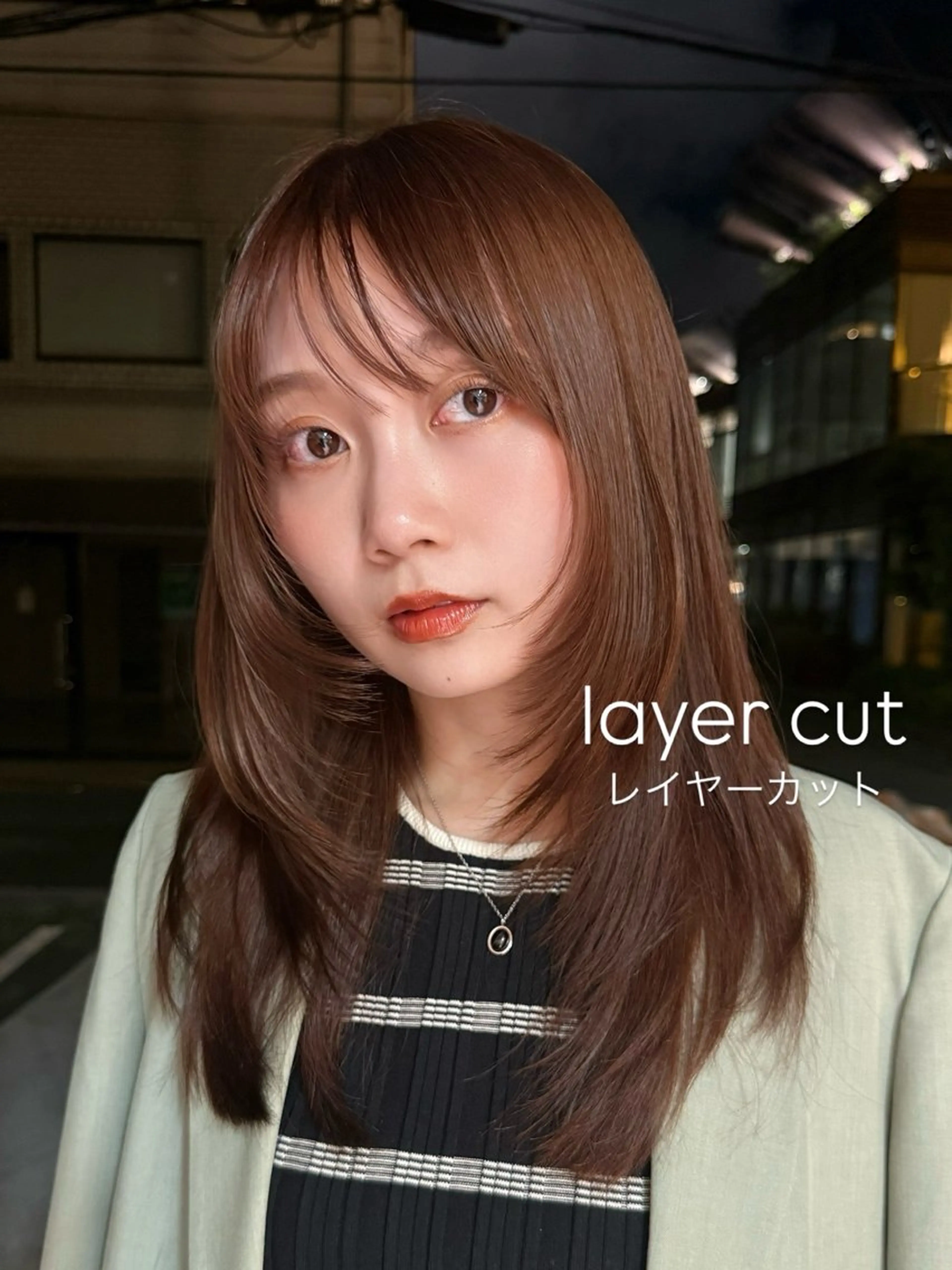 セミロング レイヤーカット カット ヘアカラー Marina/表参道 /ヘアセット/暖色のヘアスタイル