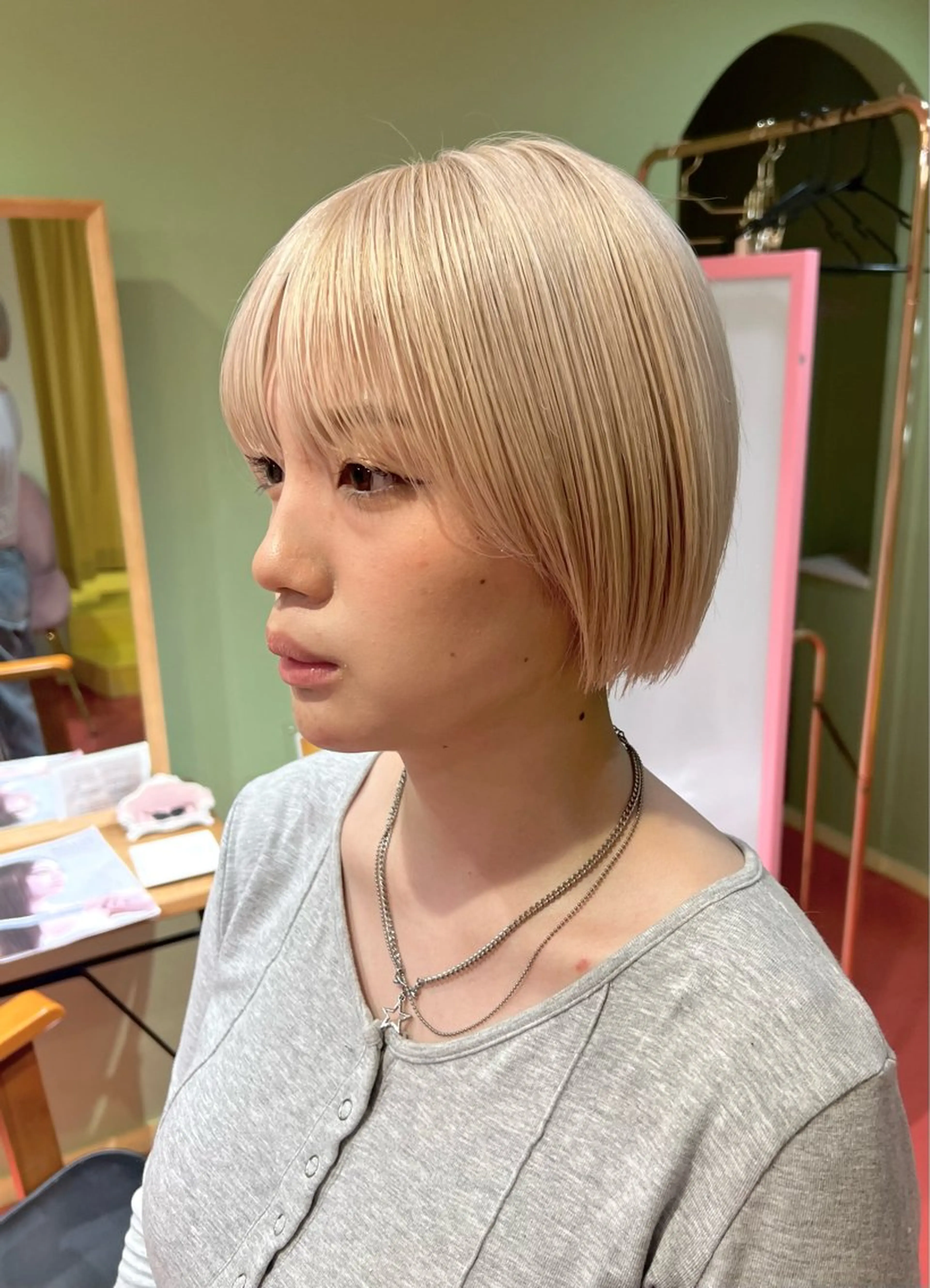 ショート カット ヘアカラー トリートメント 紙屋町ショート /ボブ　パーマ河内蓮のヘアスタイル