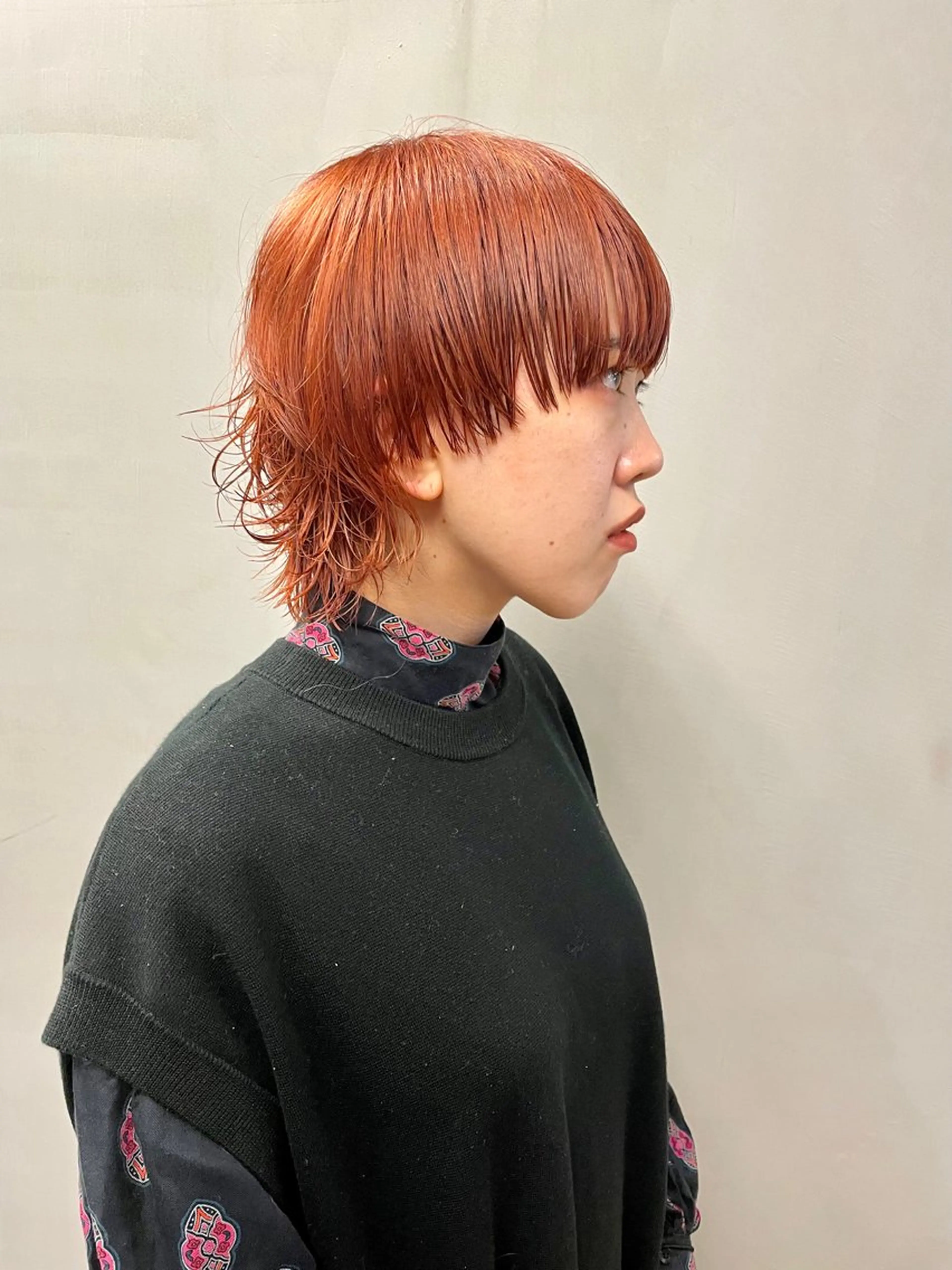 ミディアム カラー パーマ ヘアアレンジ メンズ カシス オレンジ カット ヘアカラー トリートメント tatsumi/ボブ ウルフ/レイヤーのヘアスタイル