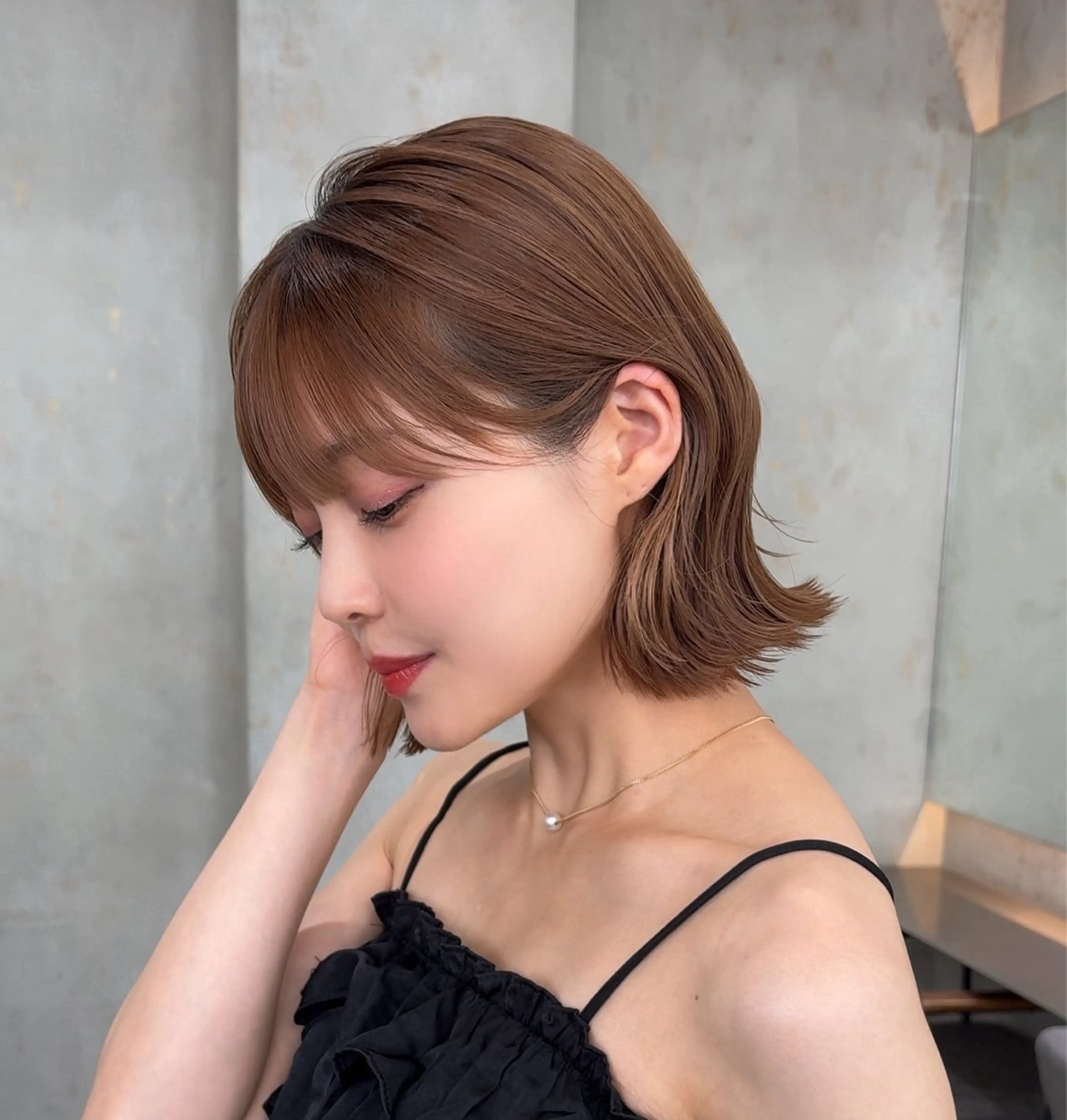 ショート カラー 莉乃/縮毛矯正/髪質 改善/艶カラーのヘアスタイル