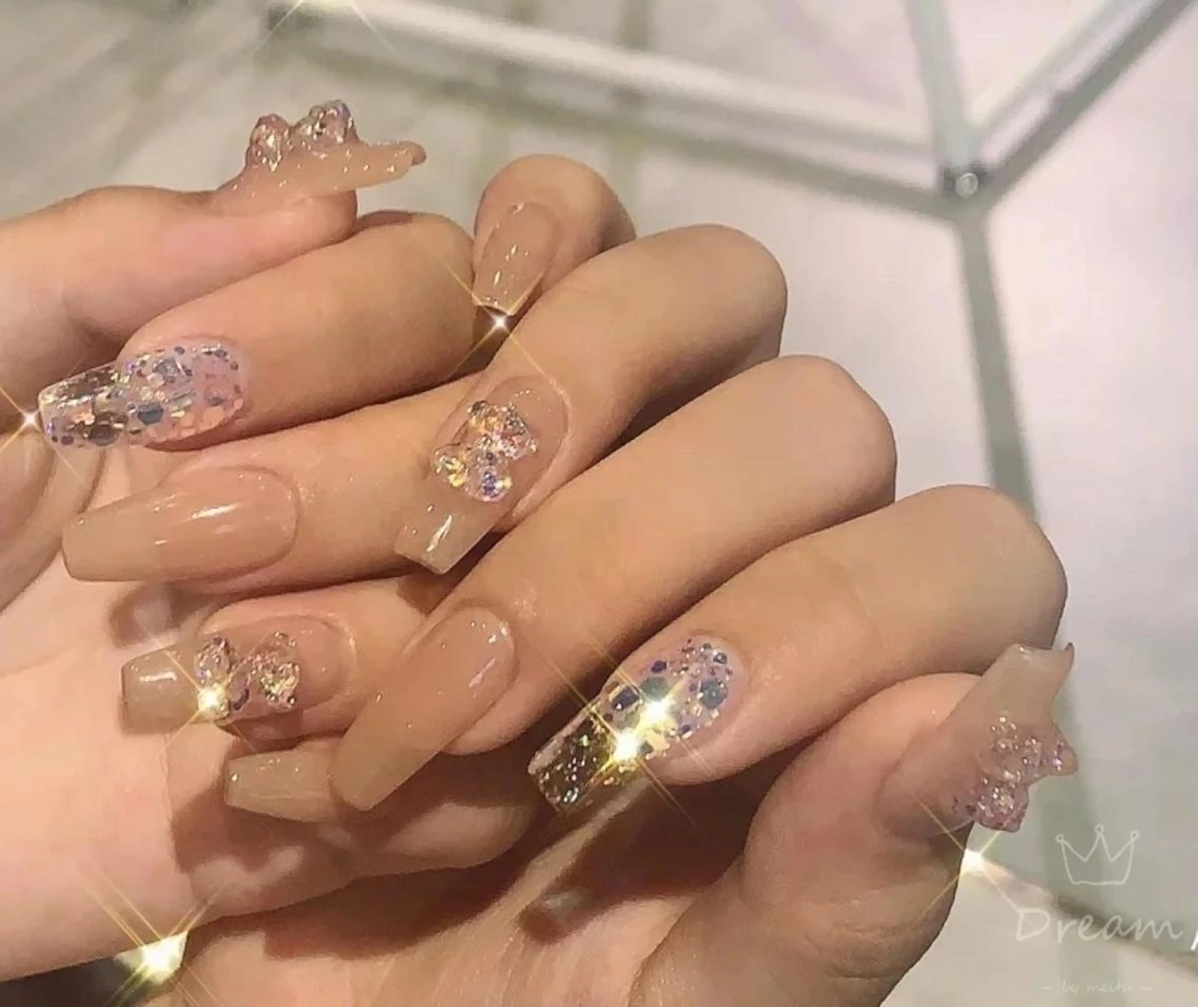 セミロング ネイル ネイリストゆか💅 長さだし、深爪矯正のネイルデザイン