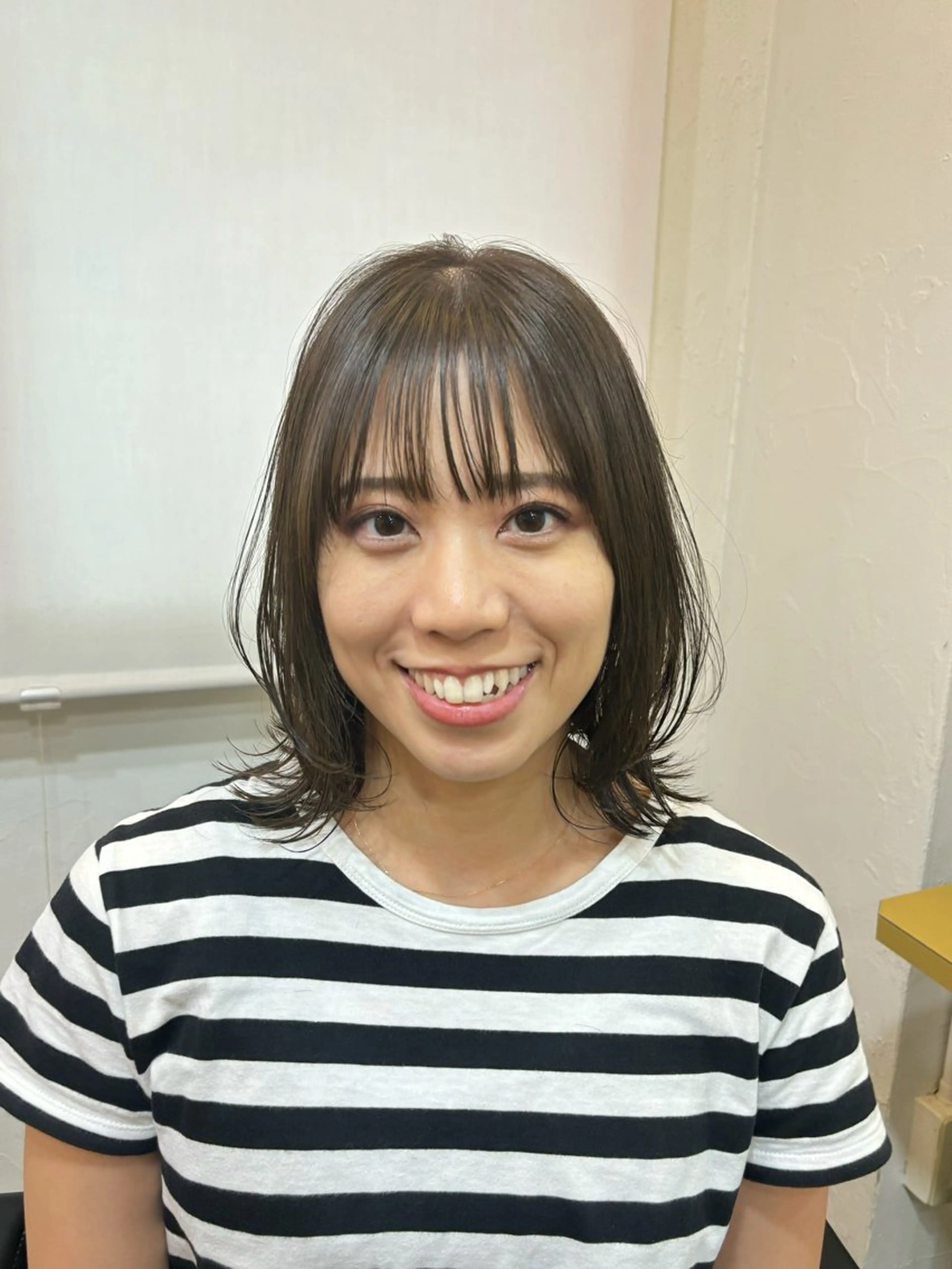 ミディアム カラー ボブレイヤー ボブ 顔周りカット レイヤーカット カット ヘアカラー ブリーチなしベージュ 特化 松村 茶屋町のヘアスタイル