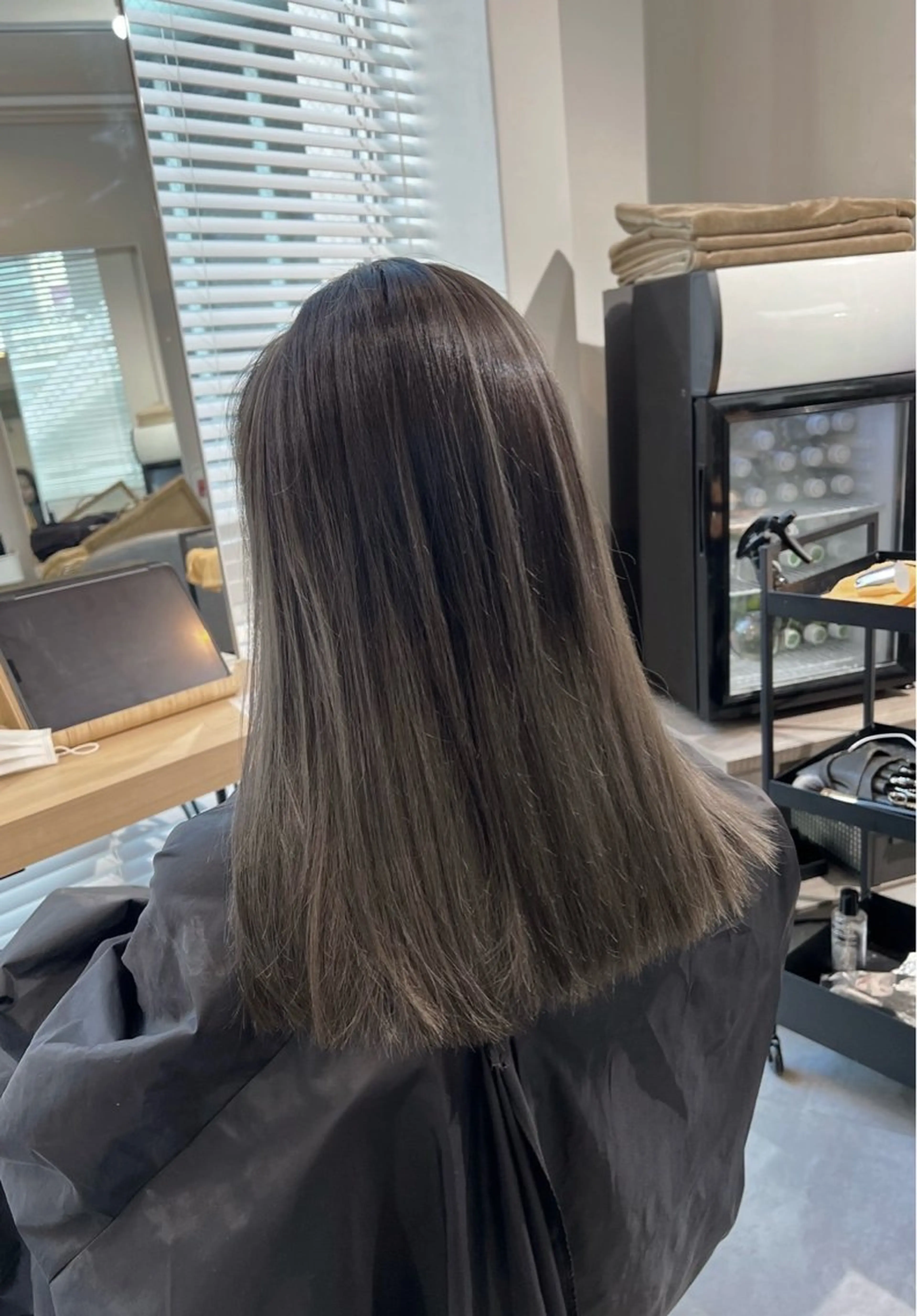 ミディアム カラー バレイヤージュ グレージュ レイヤーカット カット ヘアカラー トリートメント ROBIN所属・指名数No.1 /NAOYAのヘアスタイル