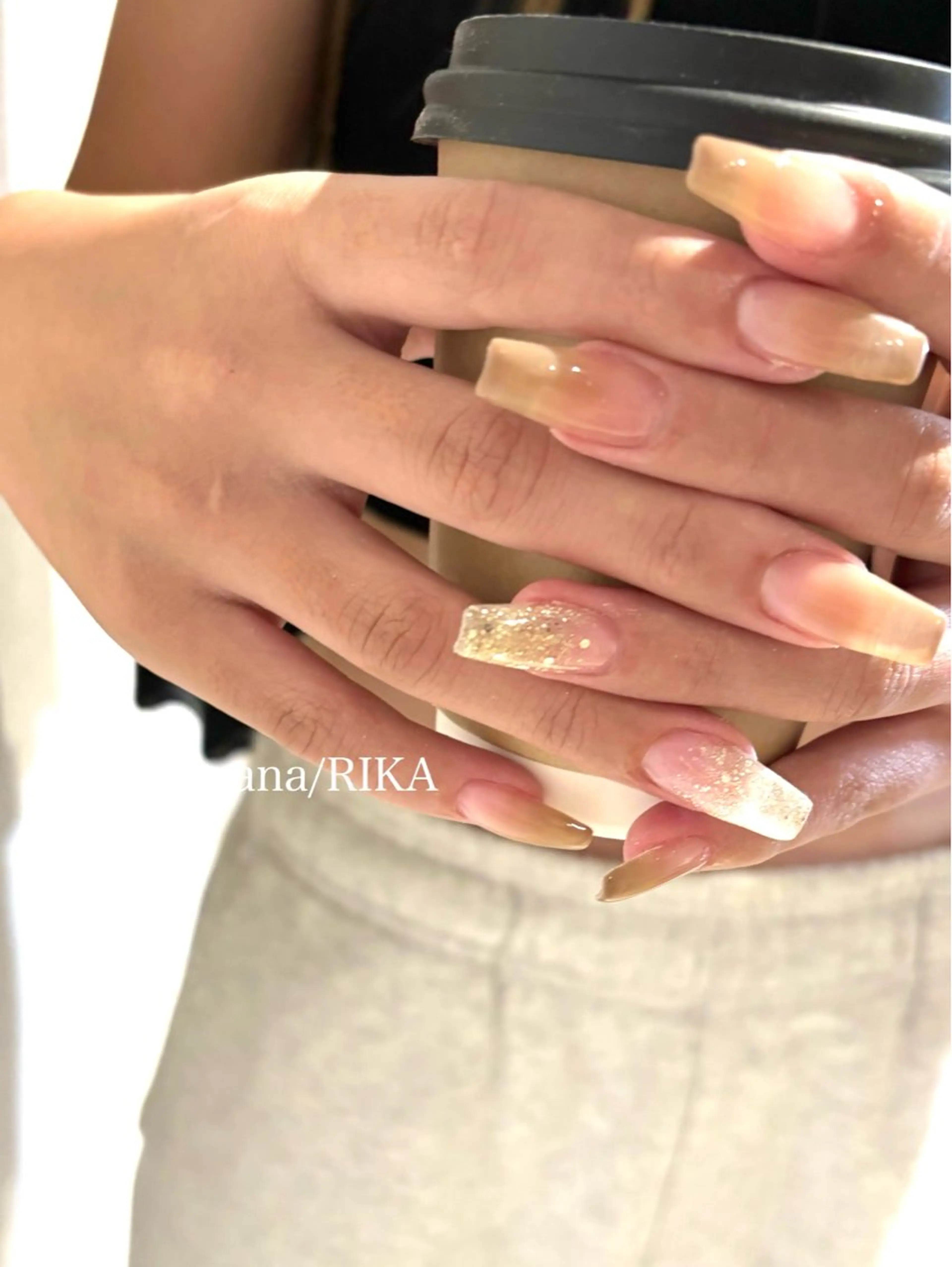 ネイル ブラウン 氷ネイル・うるうるネイル ラメ(グリッター) Nail Salon Luana Rikaのネイルデザイン