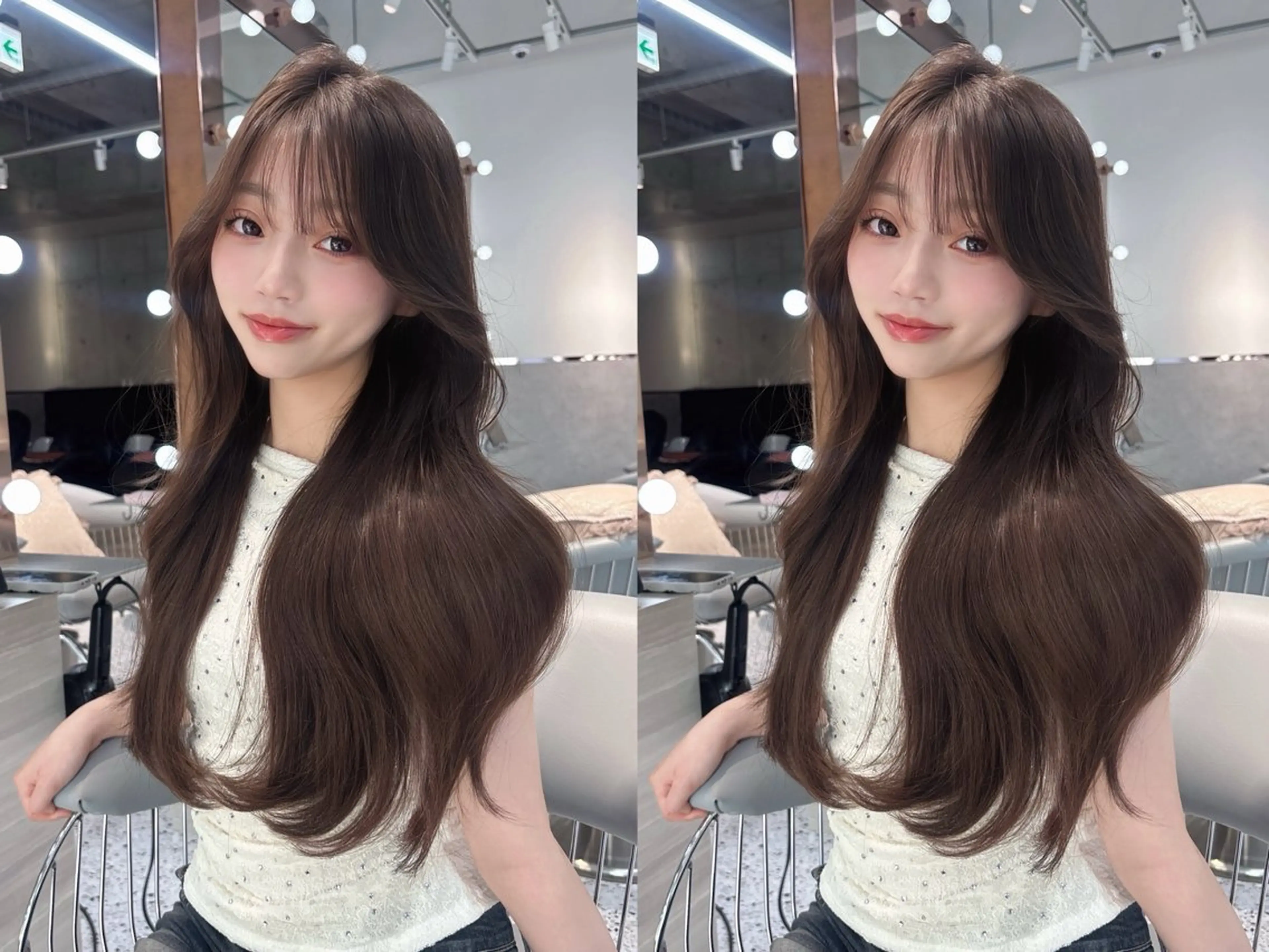 セミロング カラー ブリーチ 透明感カラー ブリーチなしカラー くびれヘア 顔まわりレイヤー カット ヘアカラー トリートメント ✨レイヤー/韓国 /✨ヘア山下　遥のヘアスタイル