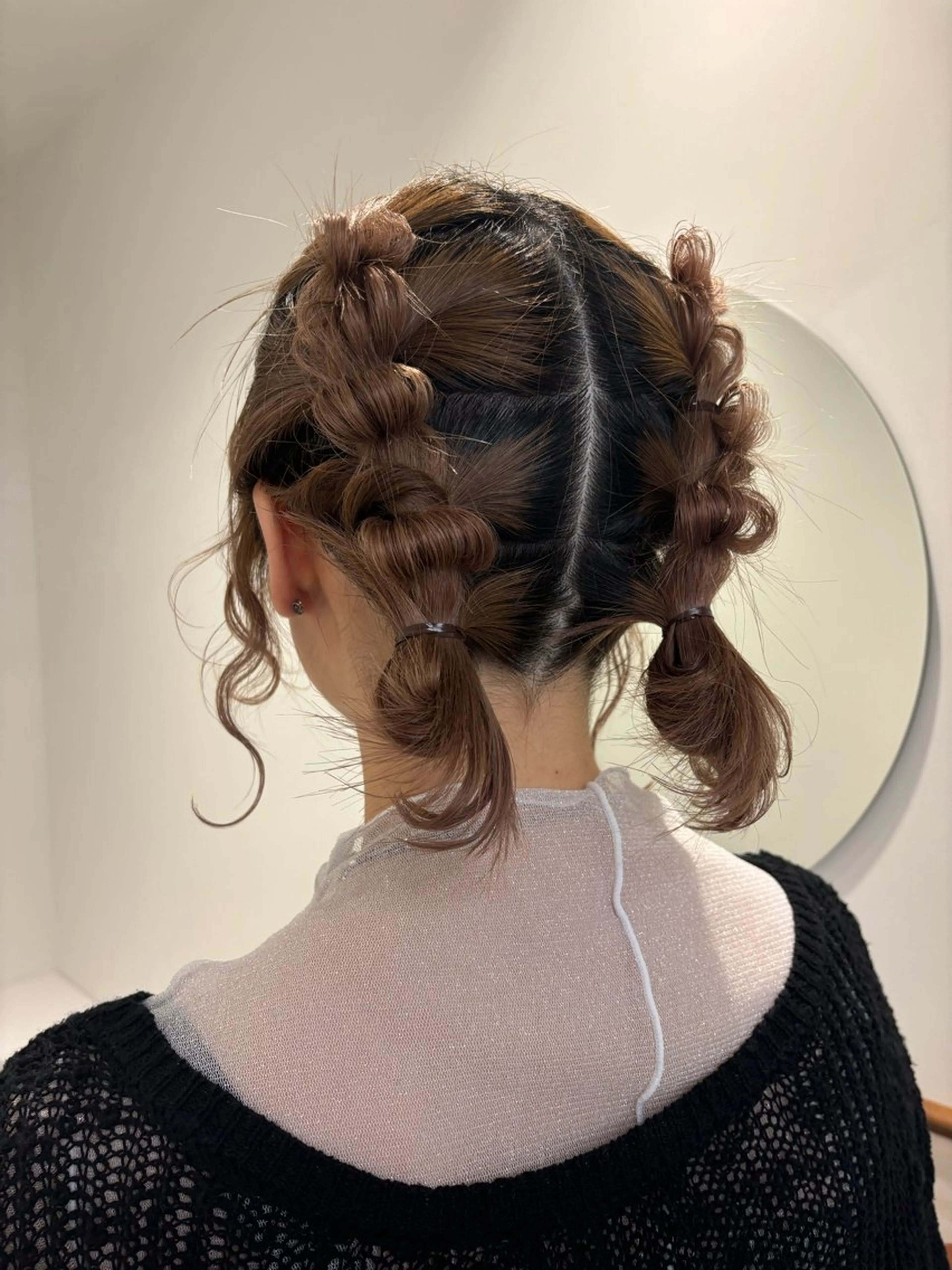 ヘアアレンジ ヘアセット リン🔔ボブ cut ベージュカラー🤎のヘアスタイル