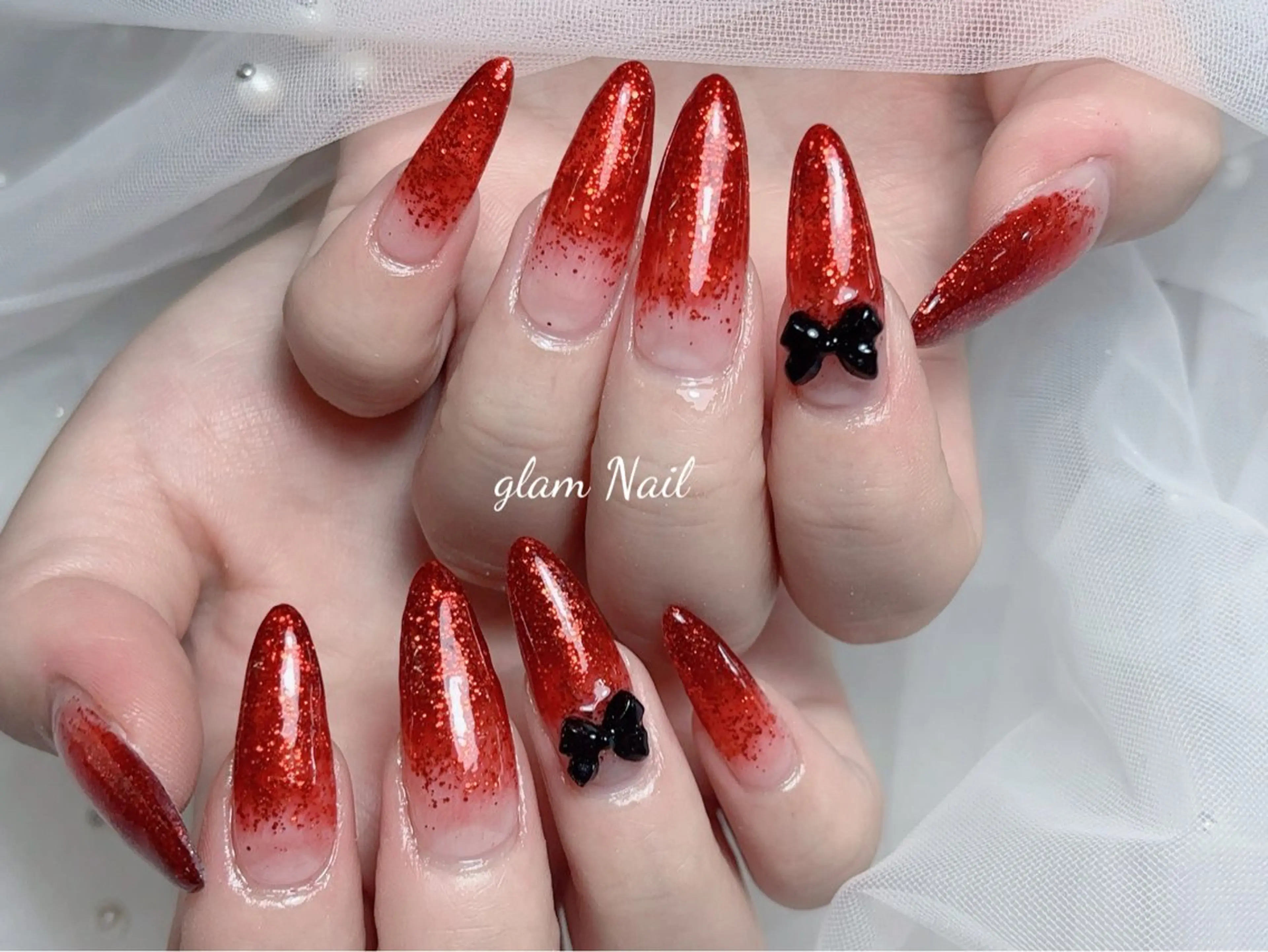 ネイル ハンドネイル エツメ💅 長さだし🎀デザインのネイルデザイン