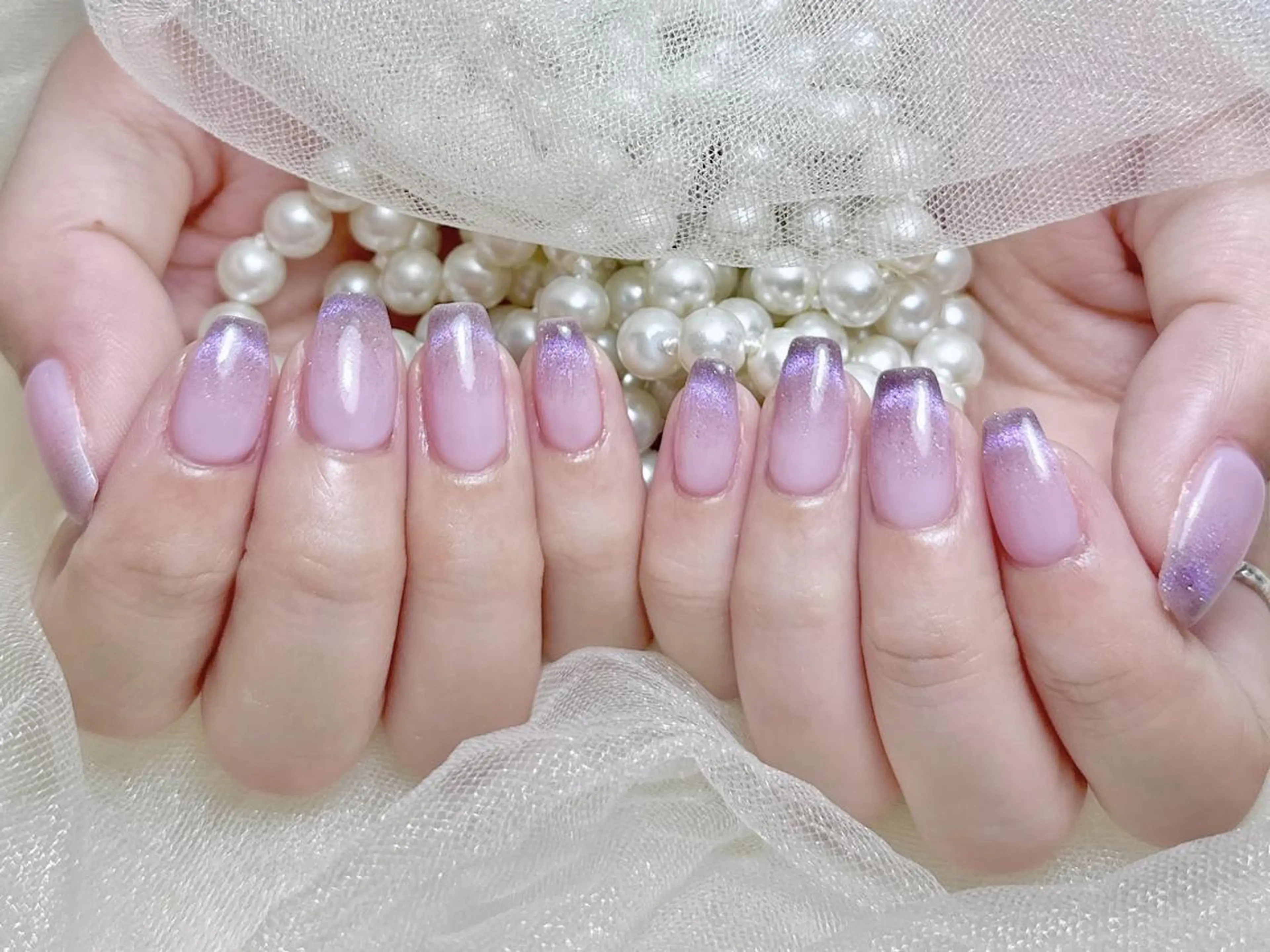 ✨❤️INS大人気ワンホンネイルマグネットフレンチ7980【初回ジェルオフ無料ケア込み】の写真