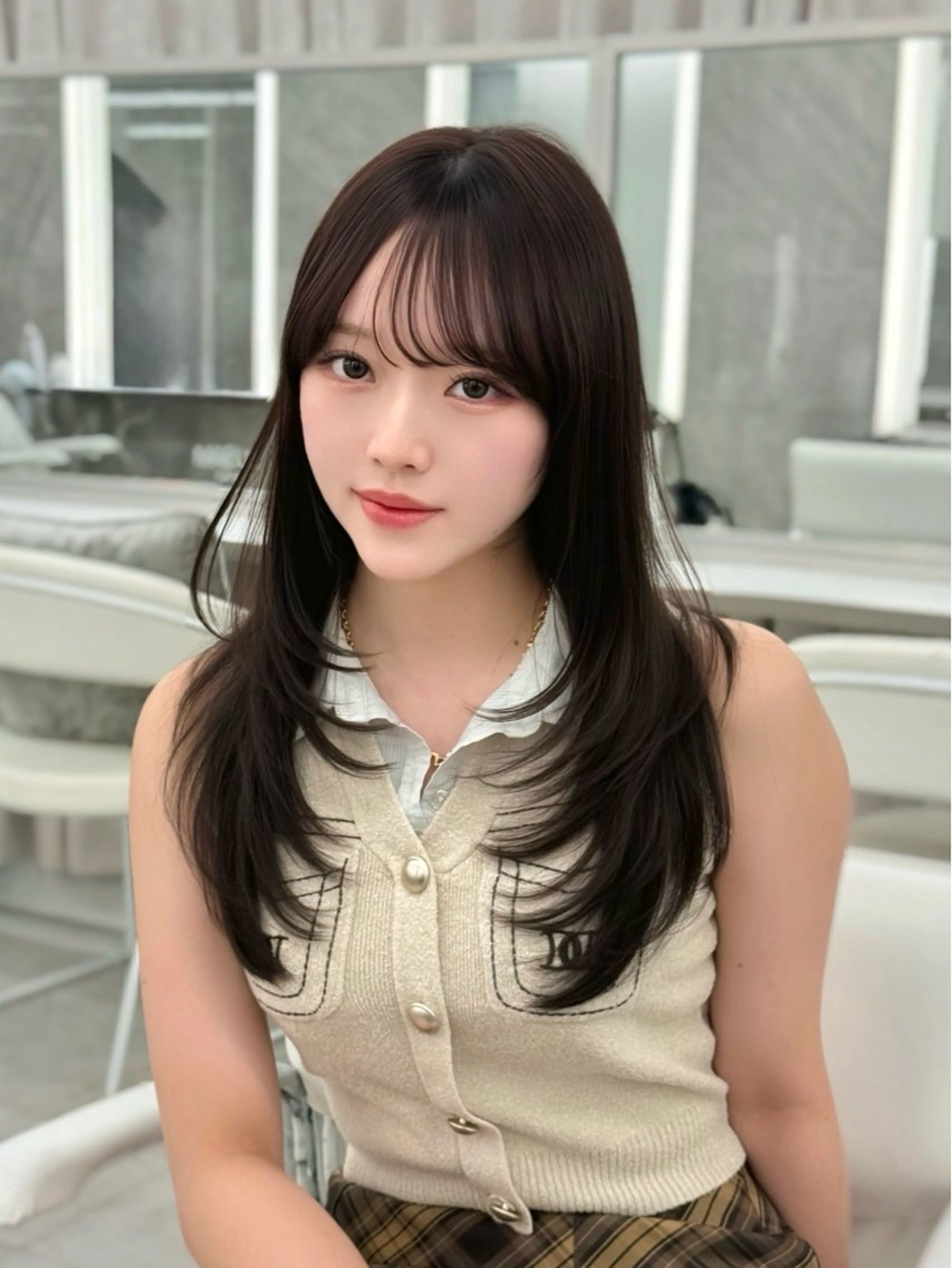 セミロング カラー カット ヘアカラー トリートメント MAEUL luna所属・前髪顔周り/レイヤー 韓国/桔川恒のヘアスタイル