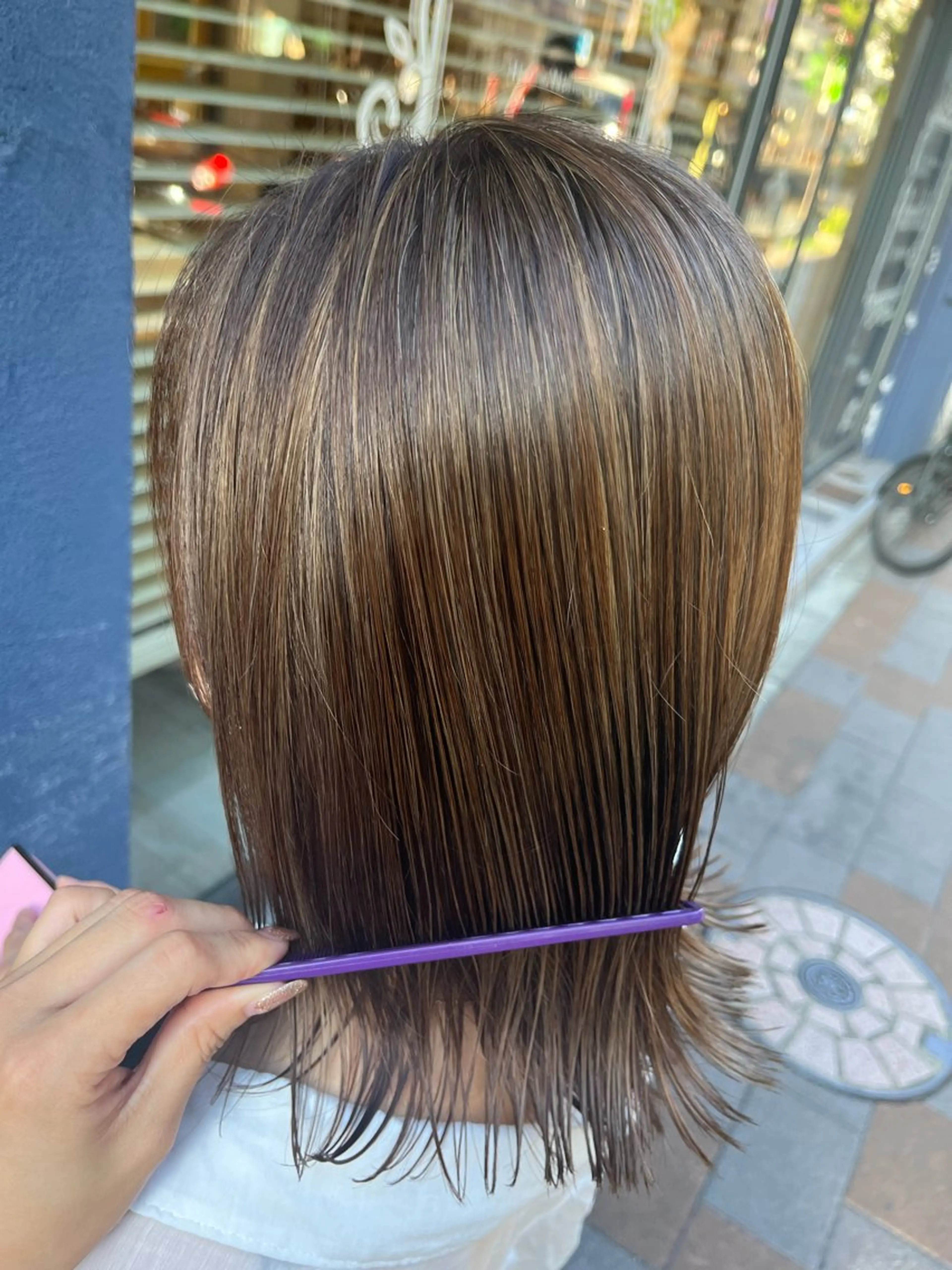 ミディアム カラー ハイライトカラー ハイライト 勝野 優佳のヘアスタイル