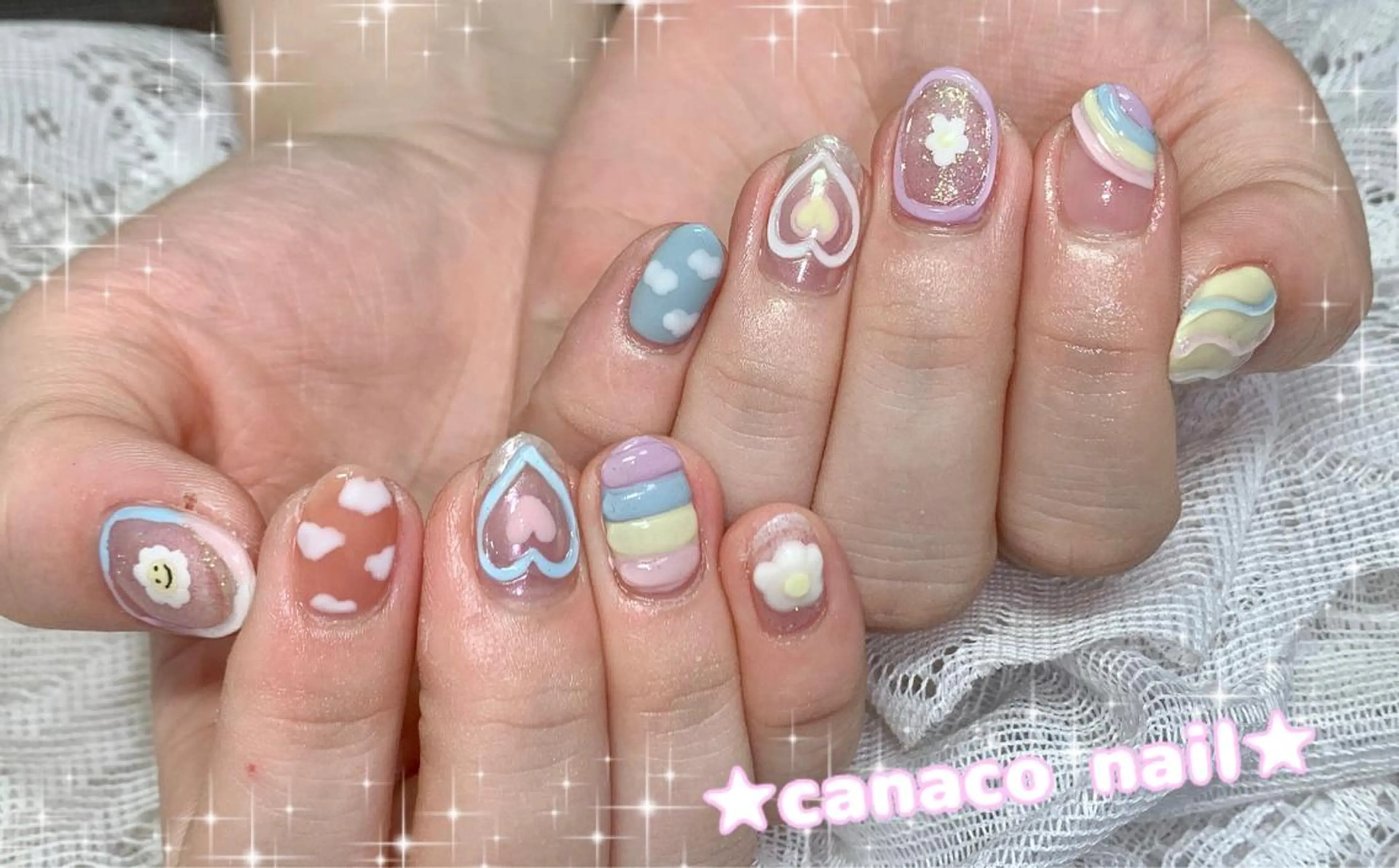 ネイル アートネイル ジェルネイル 韓国ネイル パラジェル ストーンネイル ハンドネイル ハンドケア Felice所属・ベテランネイル cnc  nailのネイルデザイン