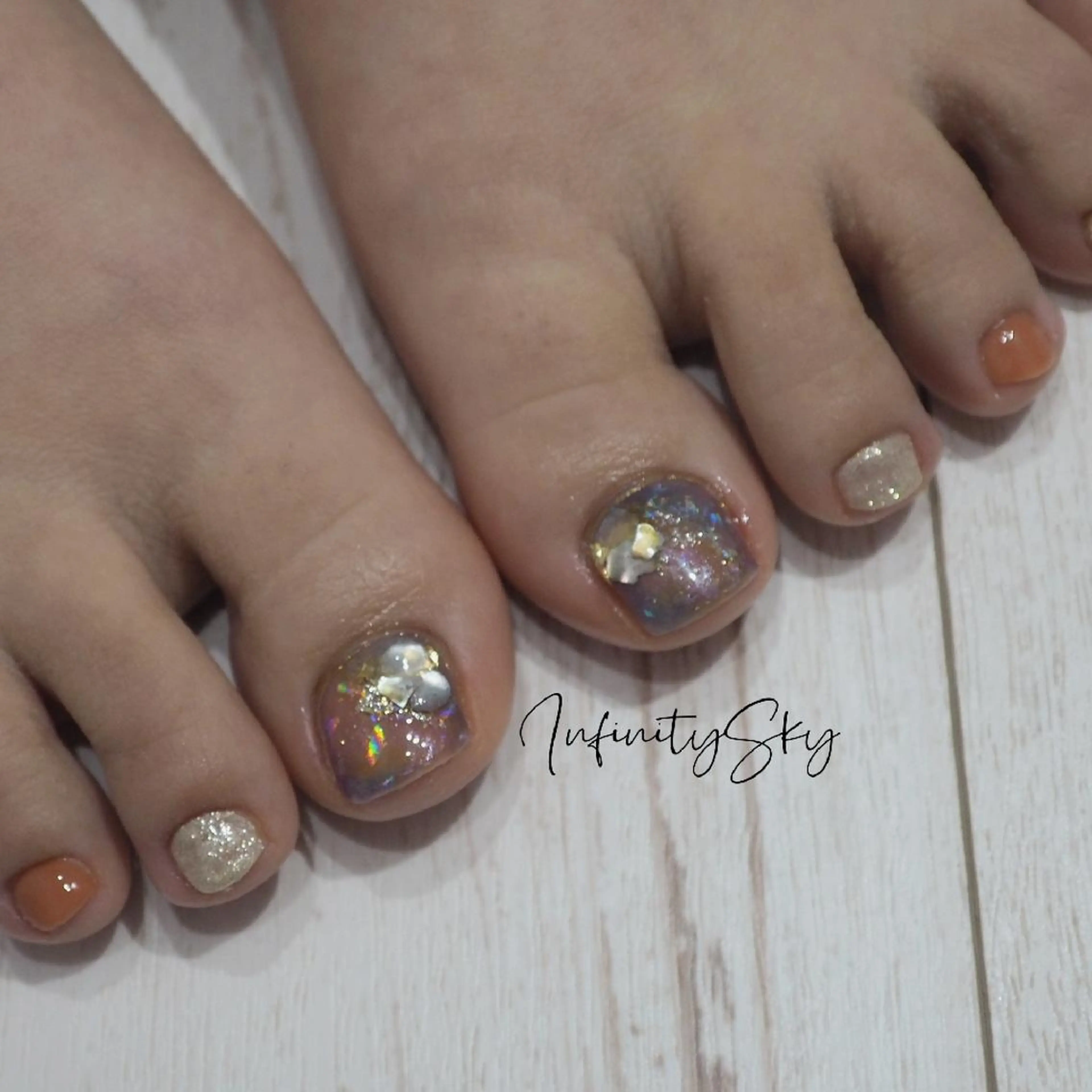 ネイル キラキラネイル 大理石ネイル(マーブル) infinity skyのネイルデザイン