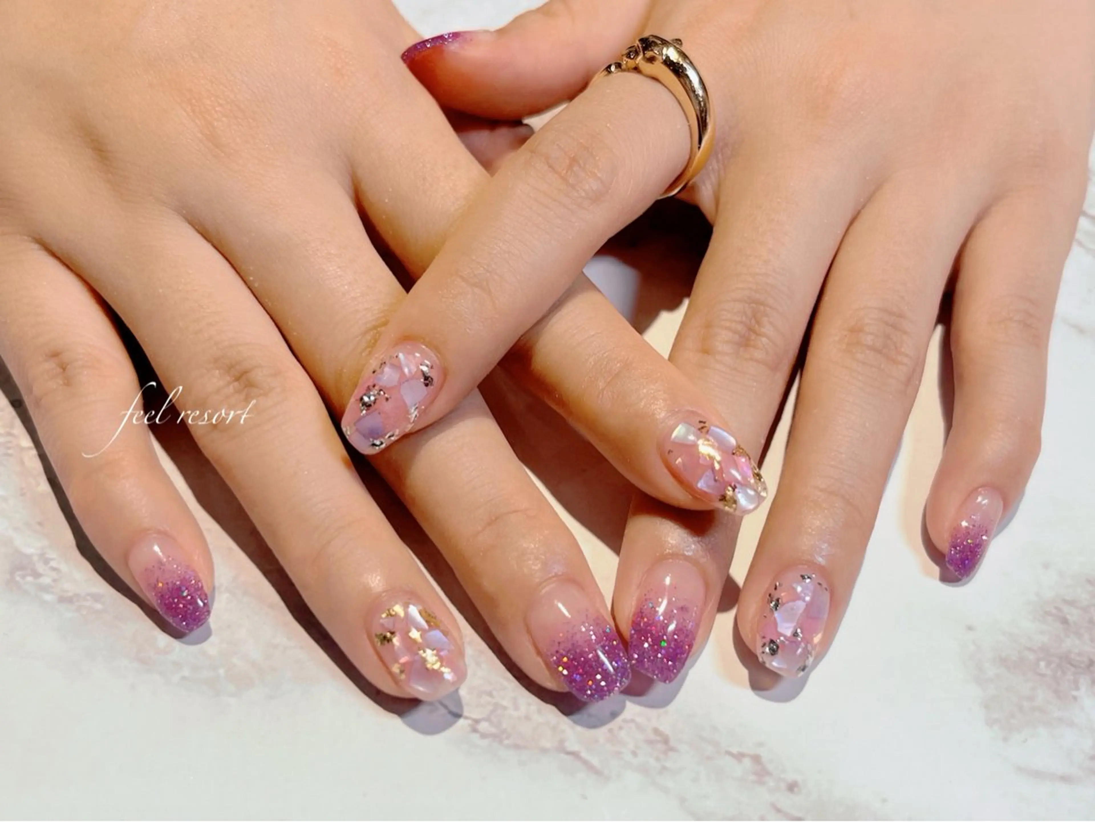 ネイル 長さ出し フットネイル フレンチネイル ジェルネイル ガラスフレンチ ハンドネイル Lien（リアン） 銀座駅6分のネイルデザイン