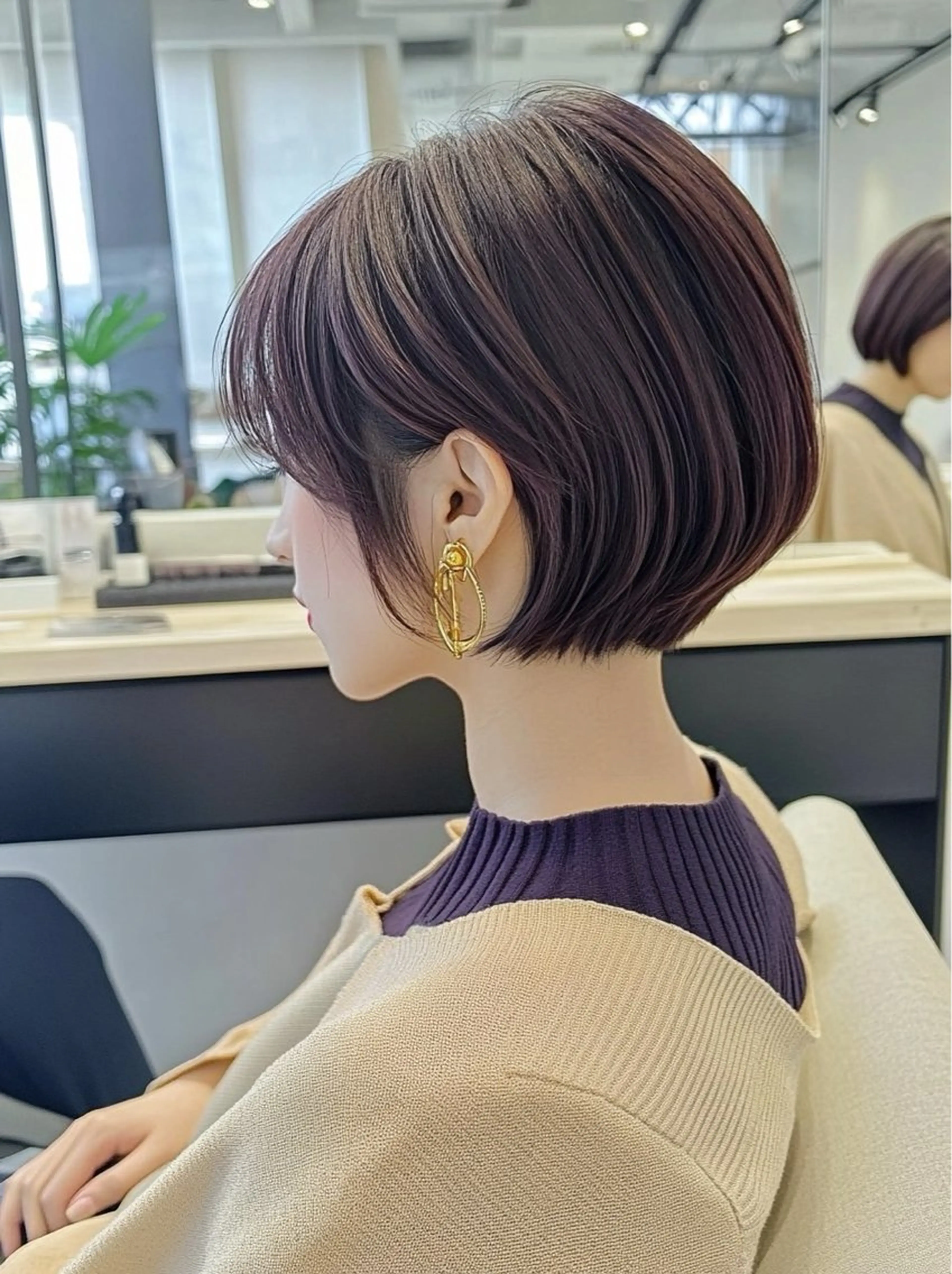 ショート カラー カット トリートメント レイヤー×顔周 り×髪質改善/MIUのヘアスタイル