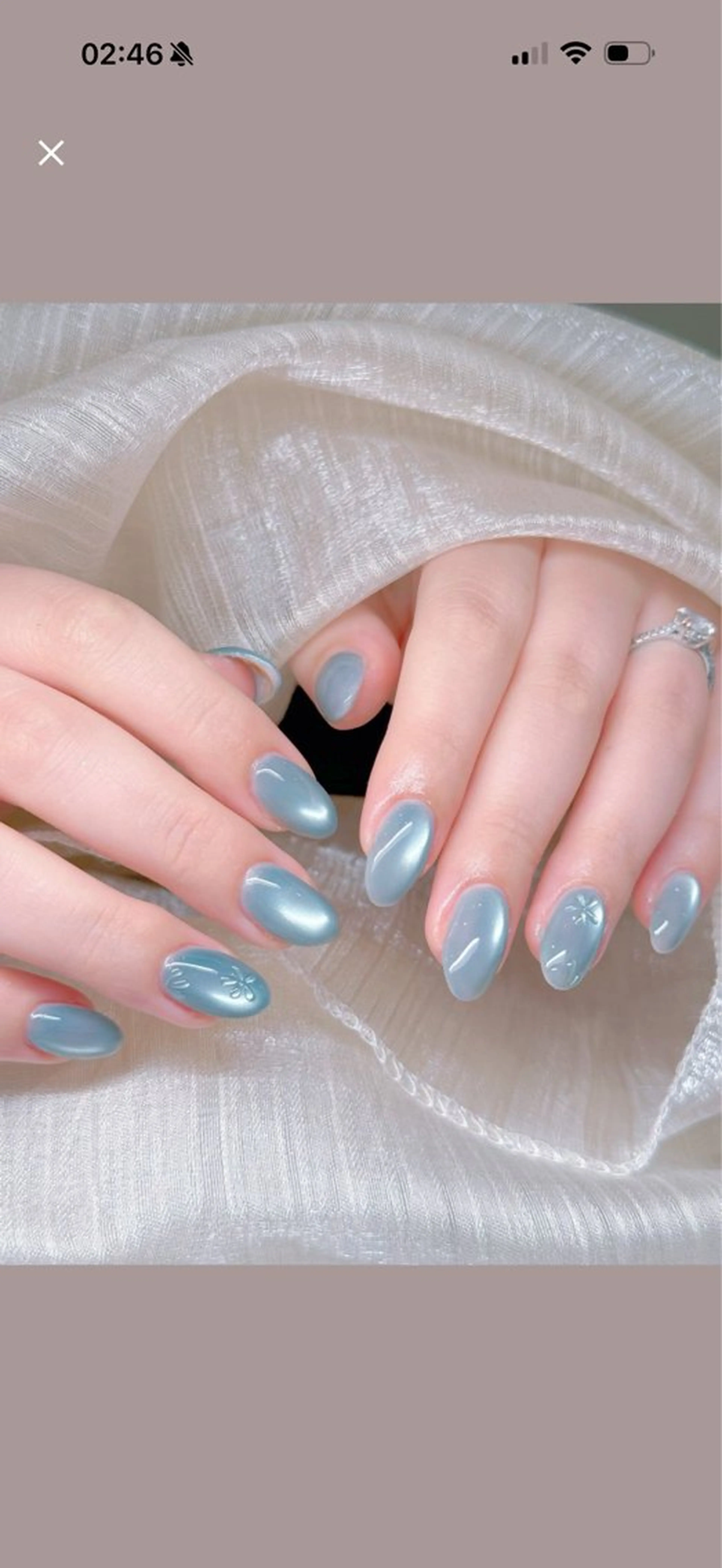 ネイル オーロラネイル ブルー チークネイル 長さ出し フットネイル ハンドネイル AMI 新大久保のネイルデザイン