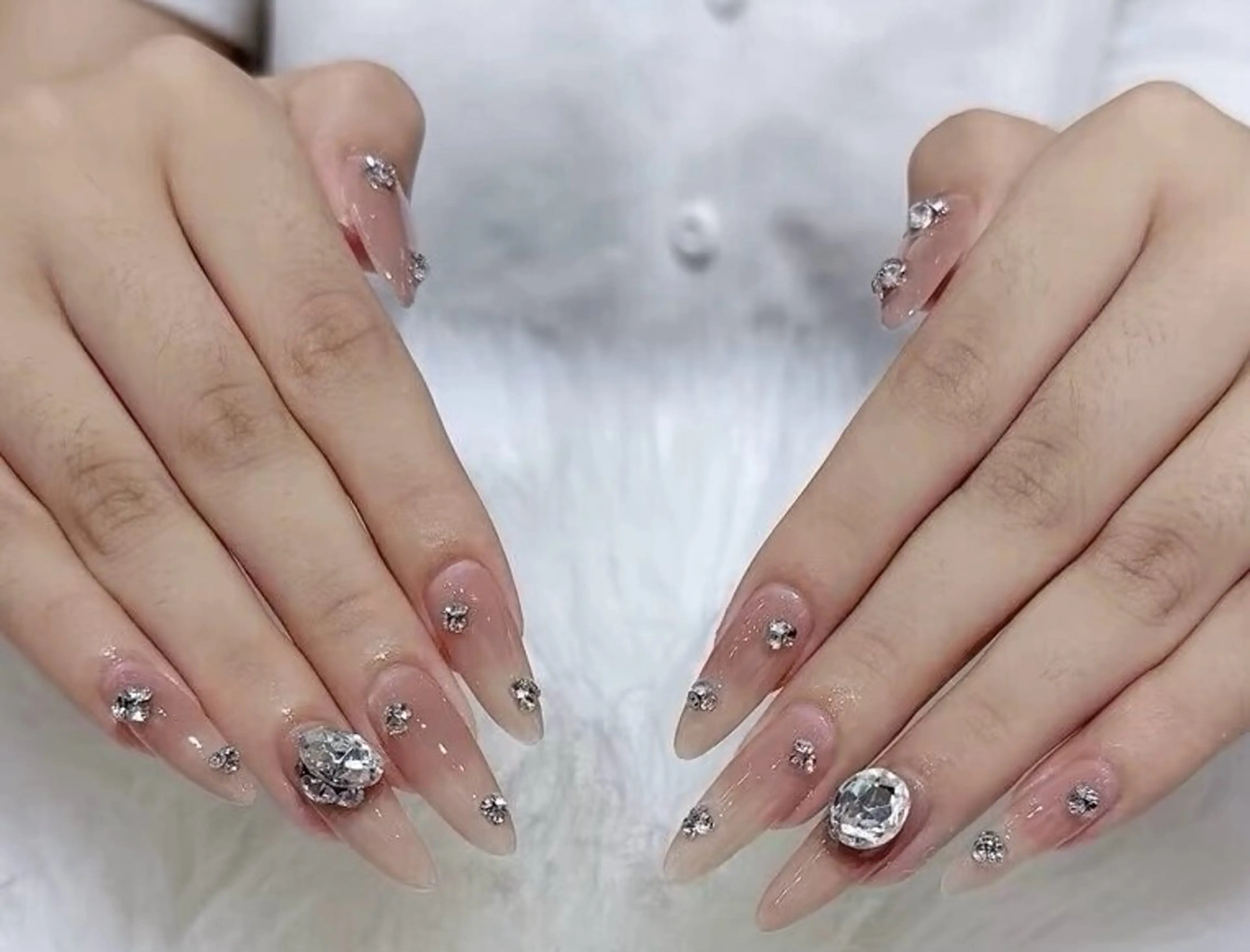 ネイル チークネイル 長さ出し フレンチネイル ガーリー 韓国ネイル sun nail池袋 モデル募集のネイルデザイン